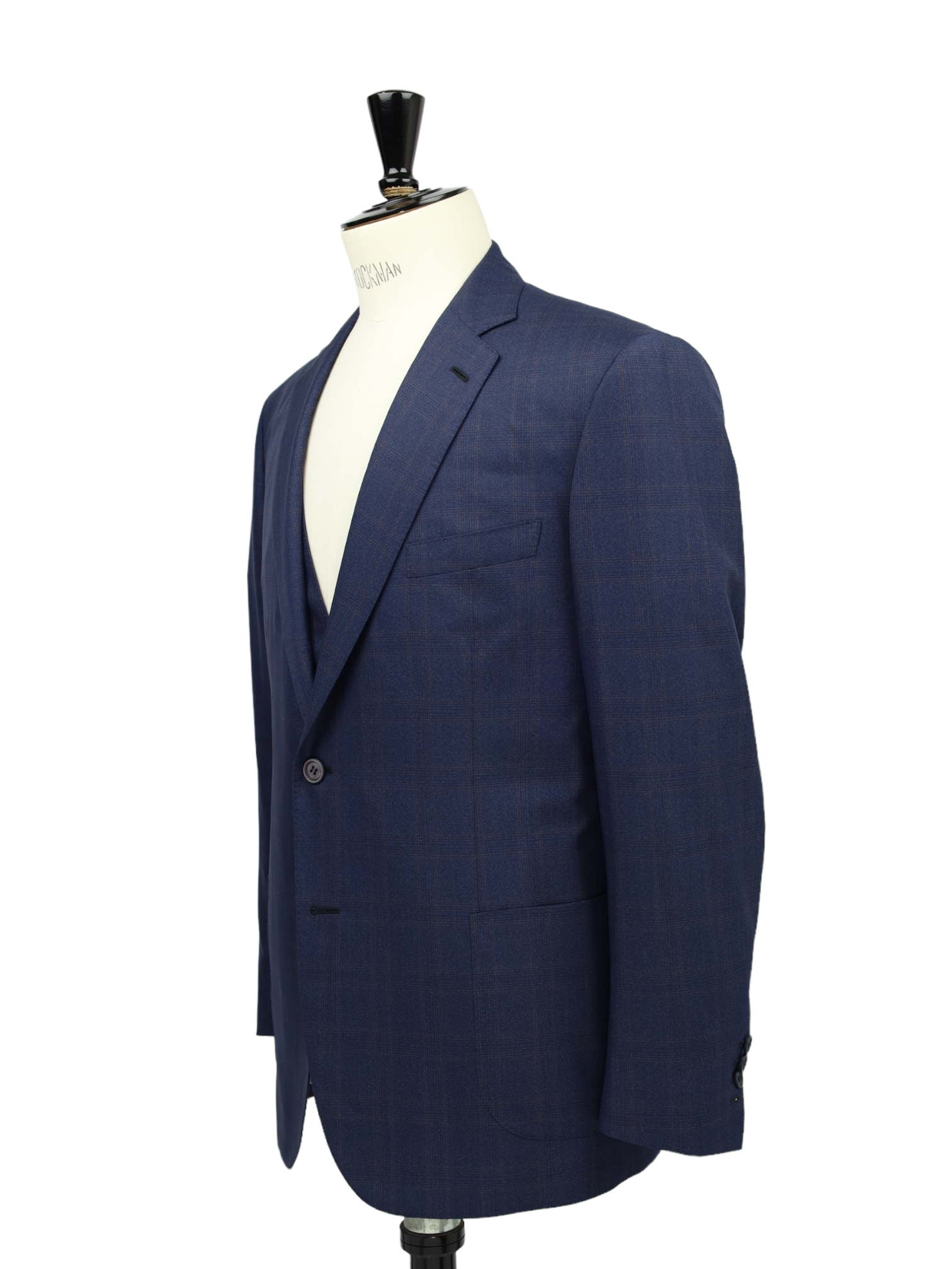 Brioni Blue and Brown 3-Piece Wool & Silk Glenplaid Suit