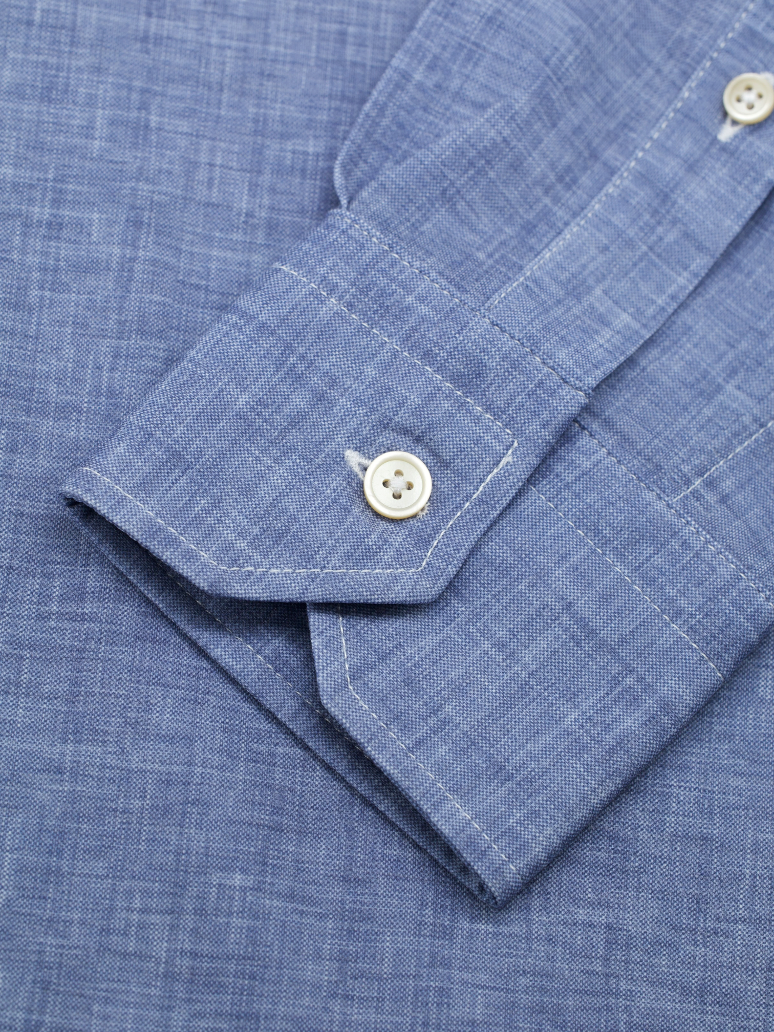 Traiano Milano Blue Linen-Look Stretch Shirt