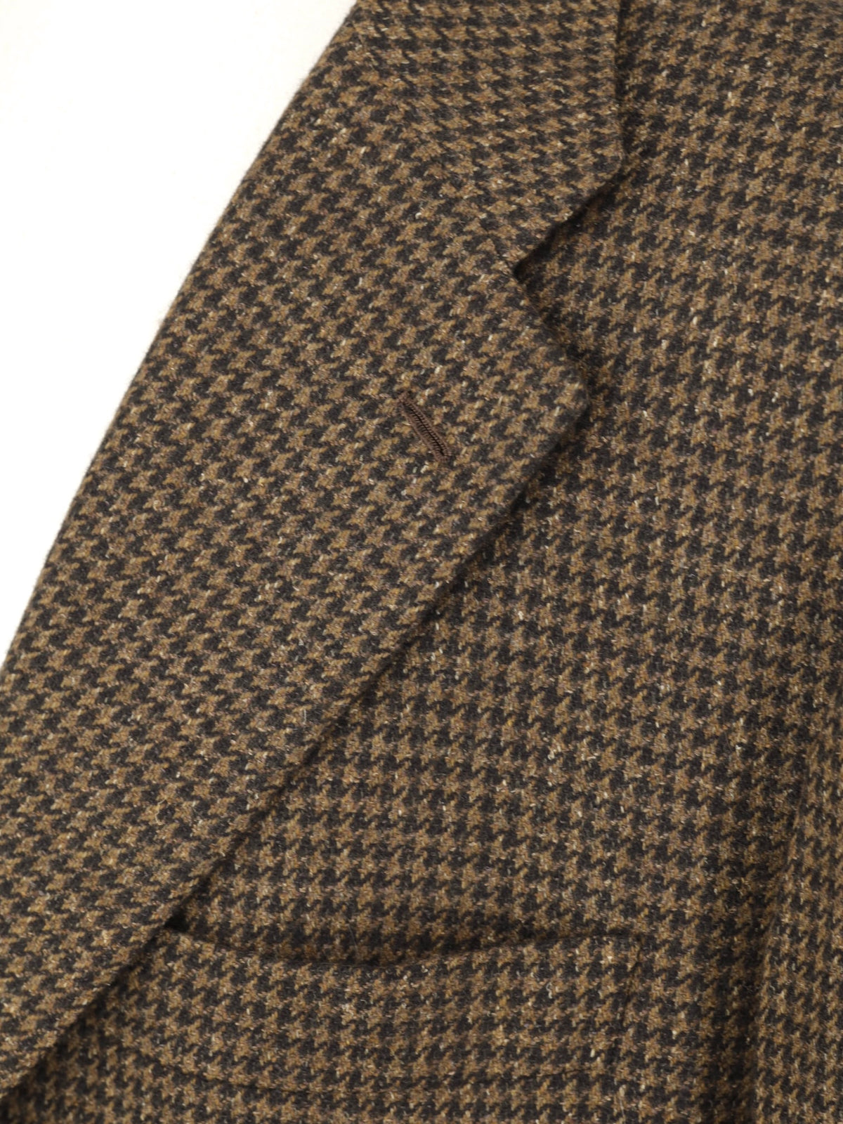 Kiton Brown Vintage Cashmere & Silk Pied de Poule Jacket