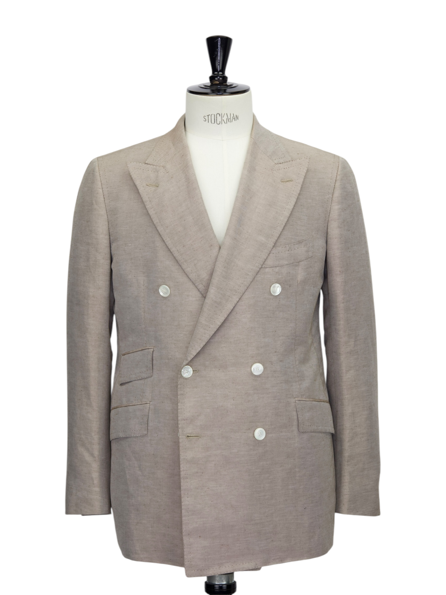 Cesare Attolini Light Brown Linen & Silk Double Breasted Jacket