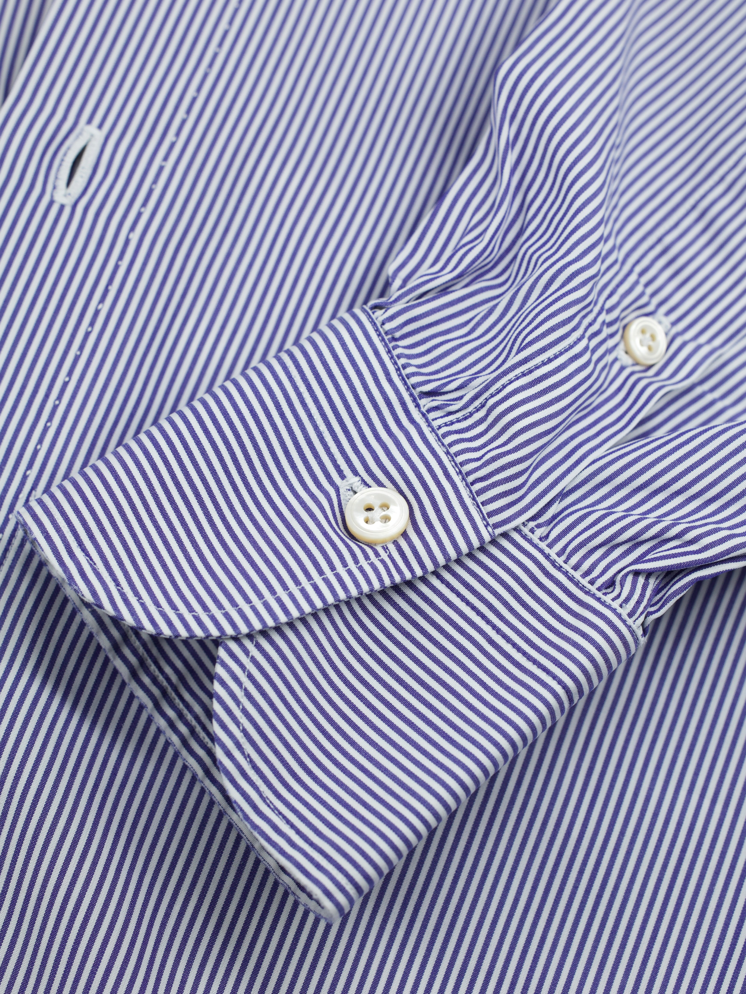 Finamore Blue & White Poplin-Cotton Pinstripe Shirt