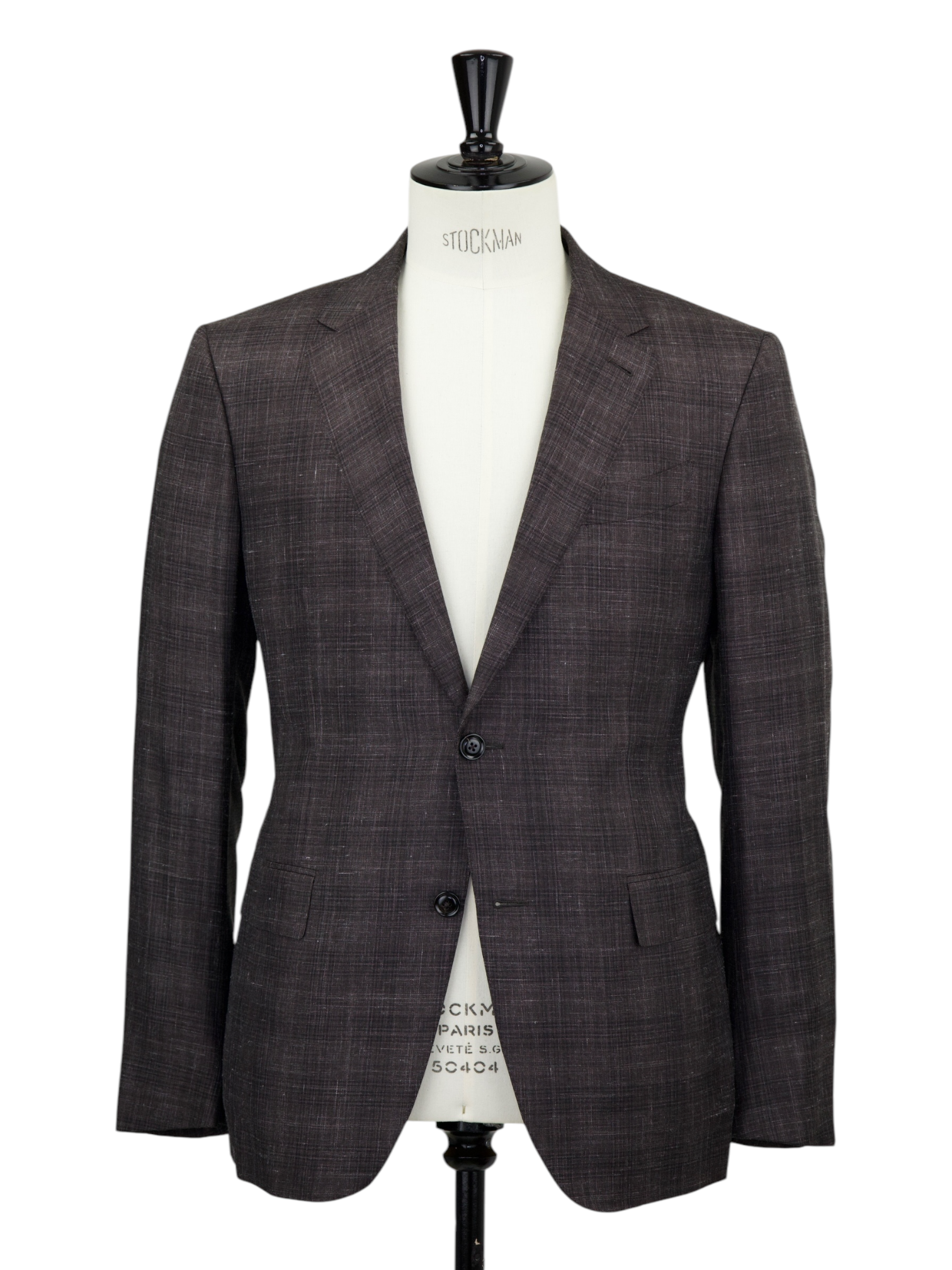 Ermenegildo Zegna Walnut Brown Cashmere, Silk & Linen Melange-Check Jacket