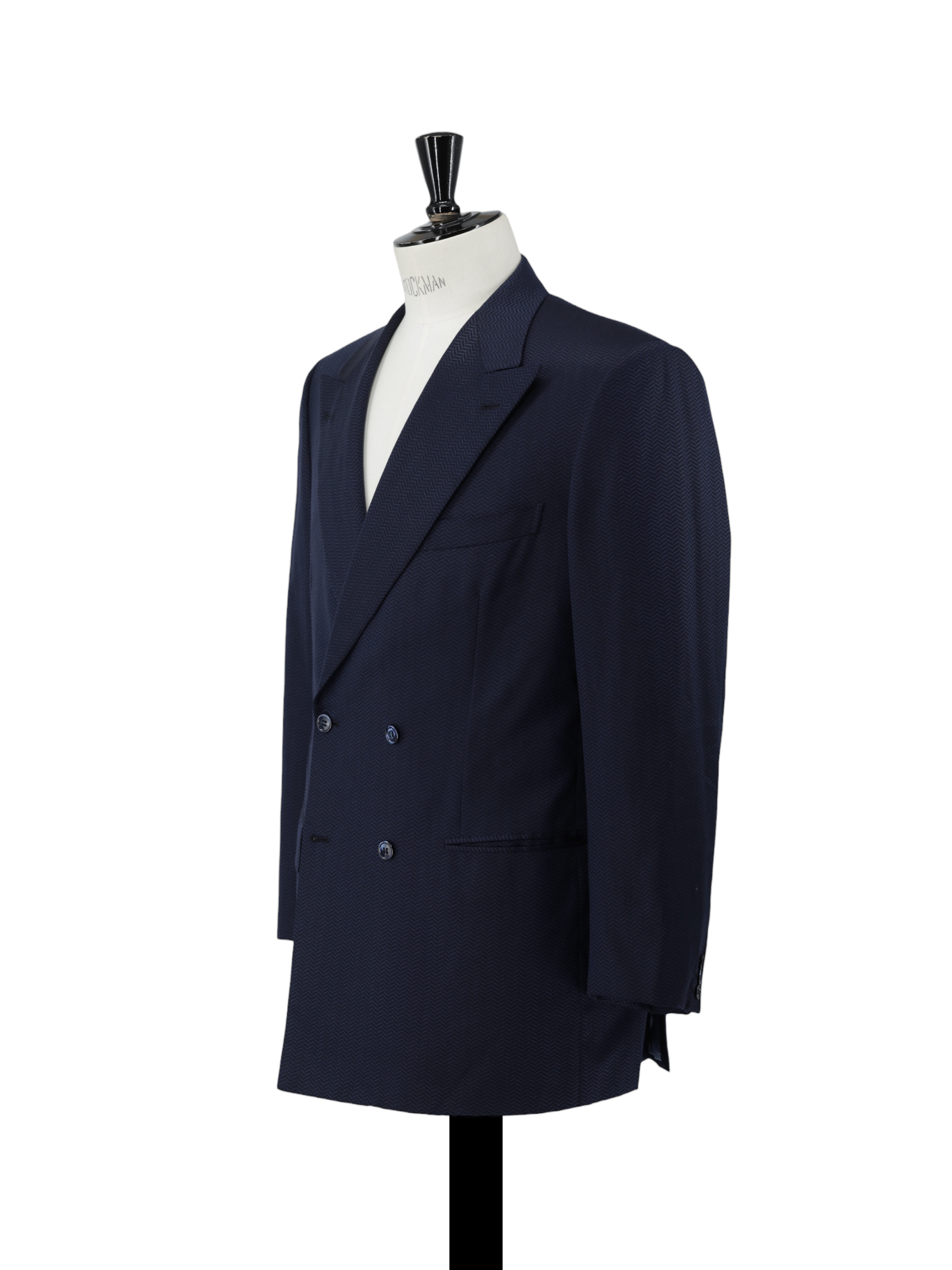 Brioni Dark Blue Wool & Silk Double-Breasted Zig-Zag Aurelio Jacket