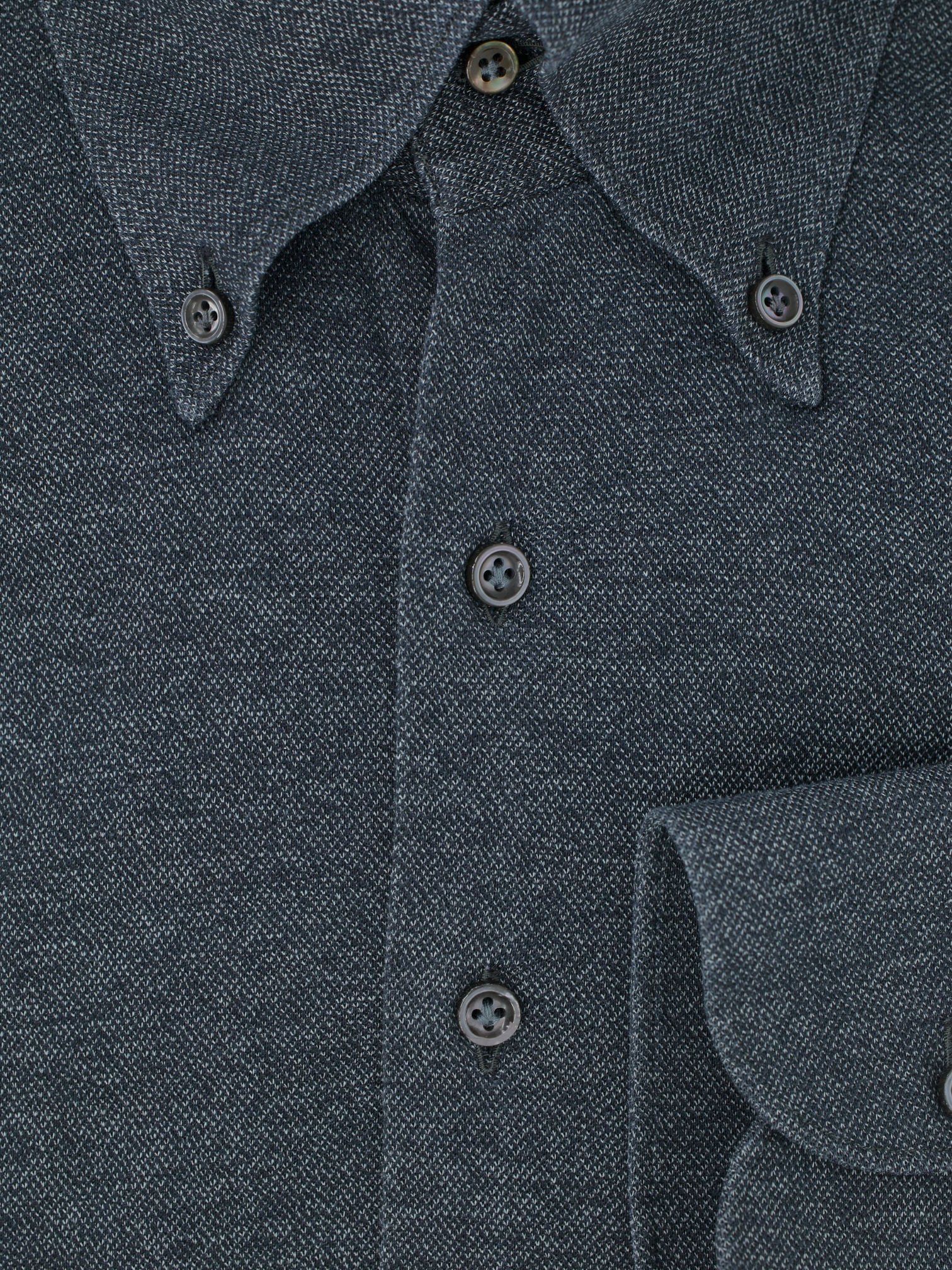 Fray Dark Grey Cotton Piqué Knitted Button-Down Shirt