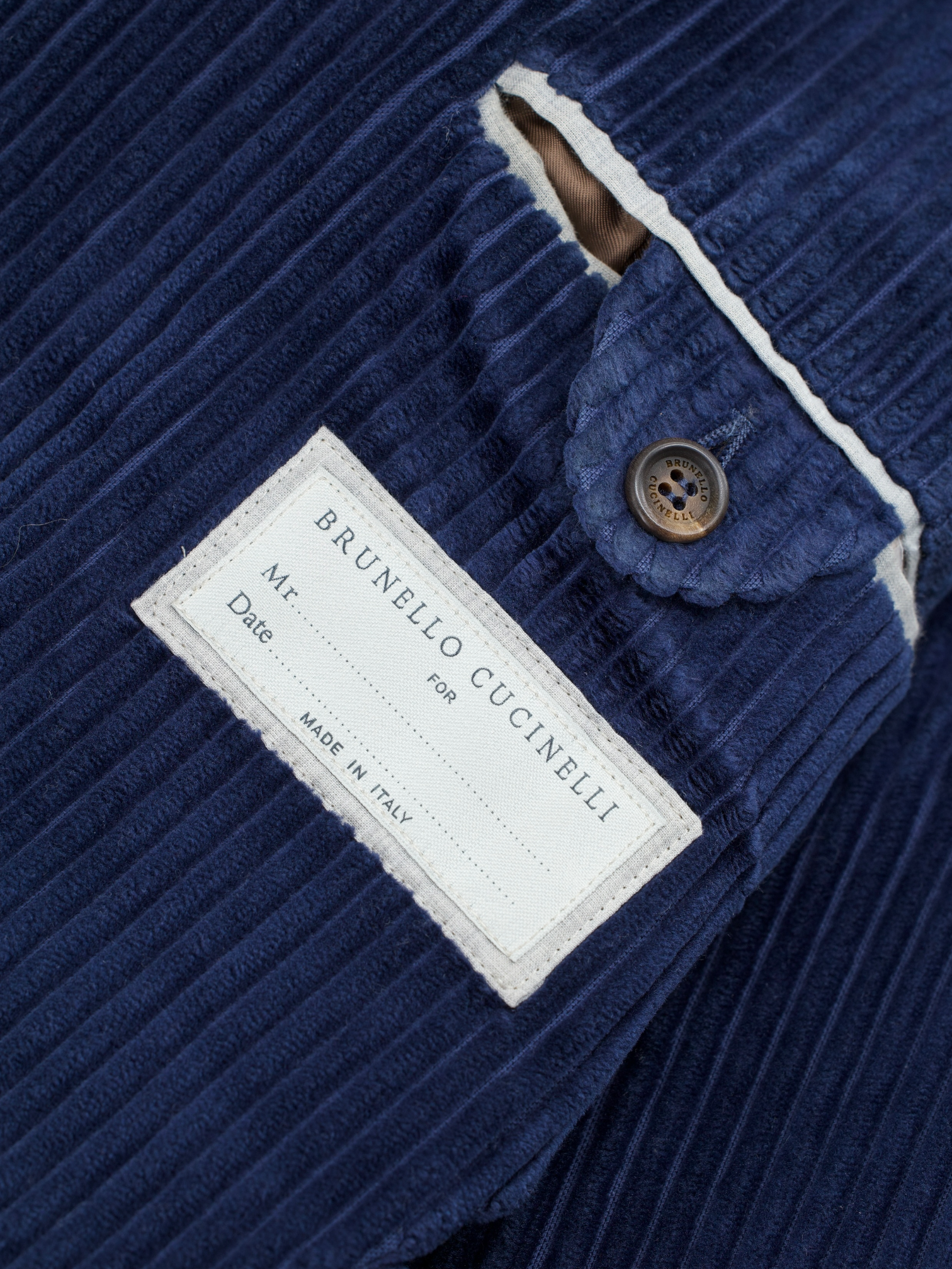 Brunello Cucinelli Dark Blue Pure-Cotton Vulcano-Corduroy Jacket