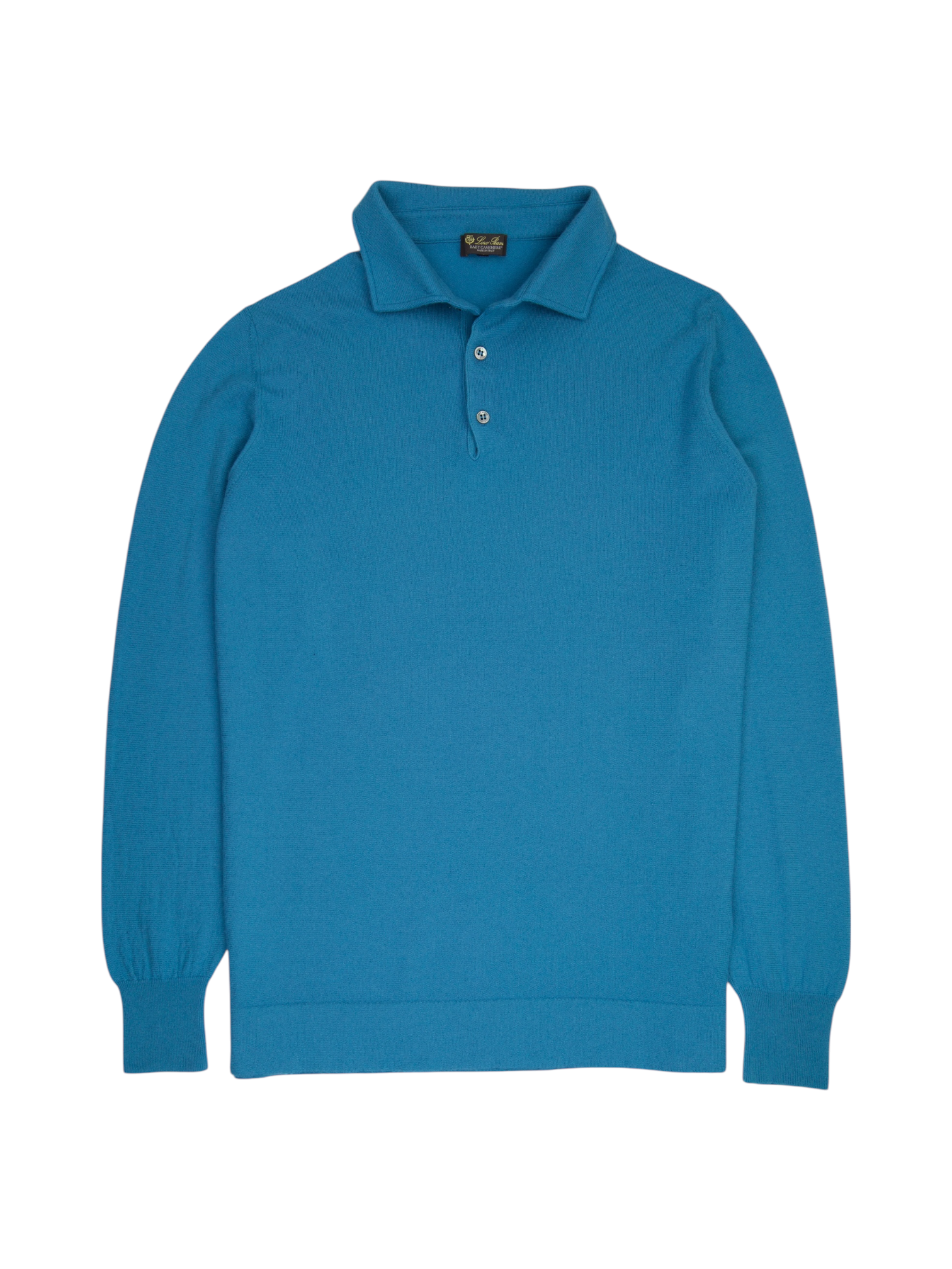 Loro Piana Turquoise Baby Cashmere Long Sleeve Polo