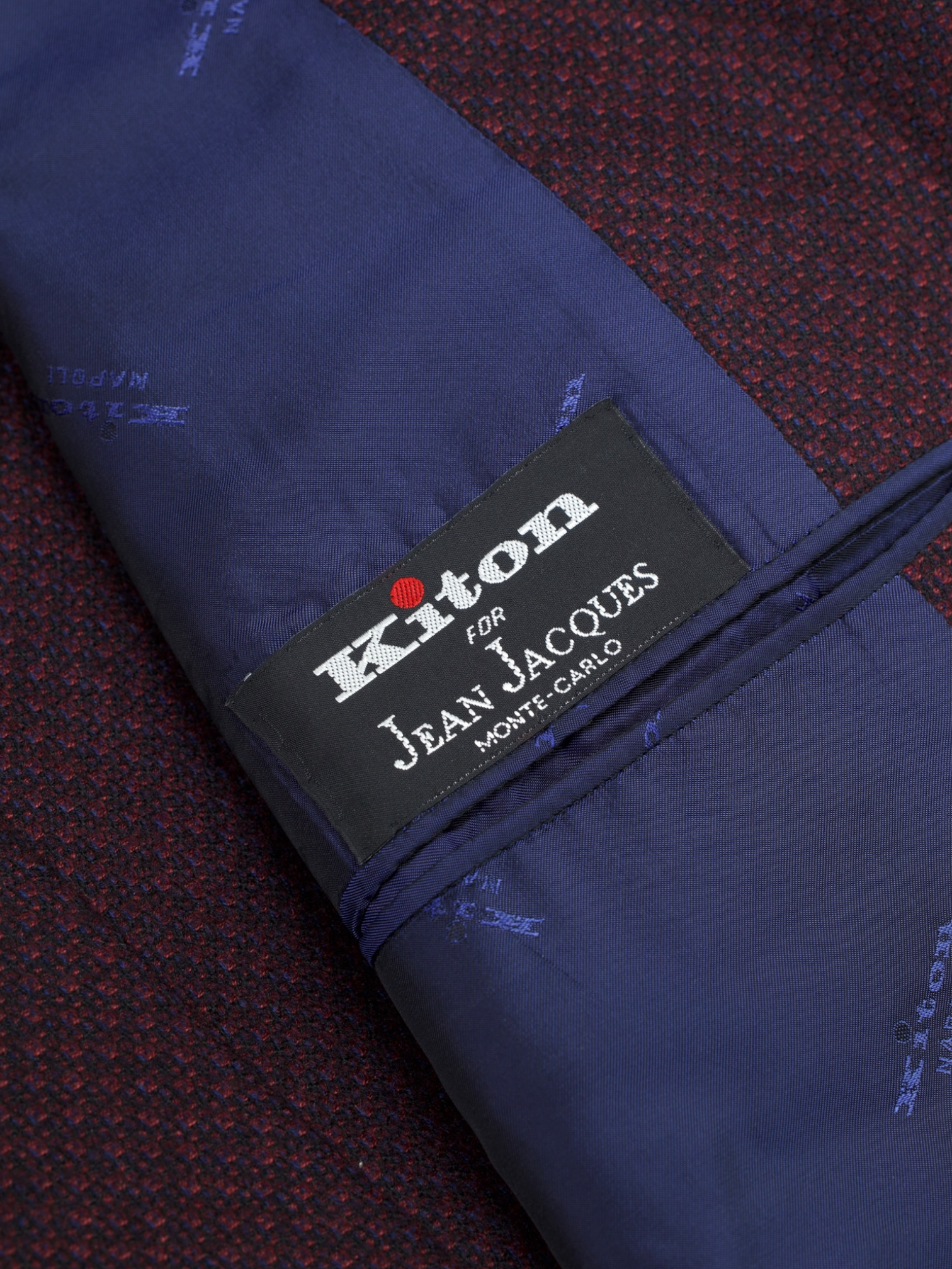 Kiton Burgundy & Navy Pure Cashmere Micro-Pattern Jacket