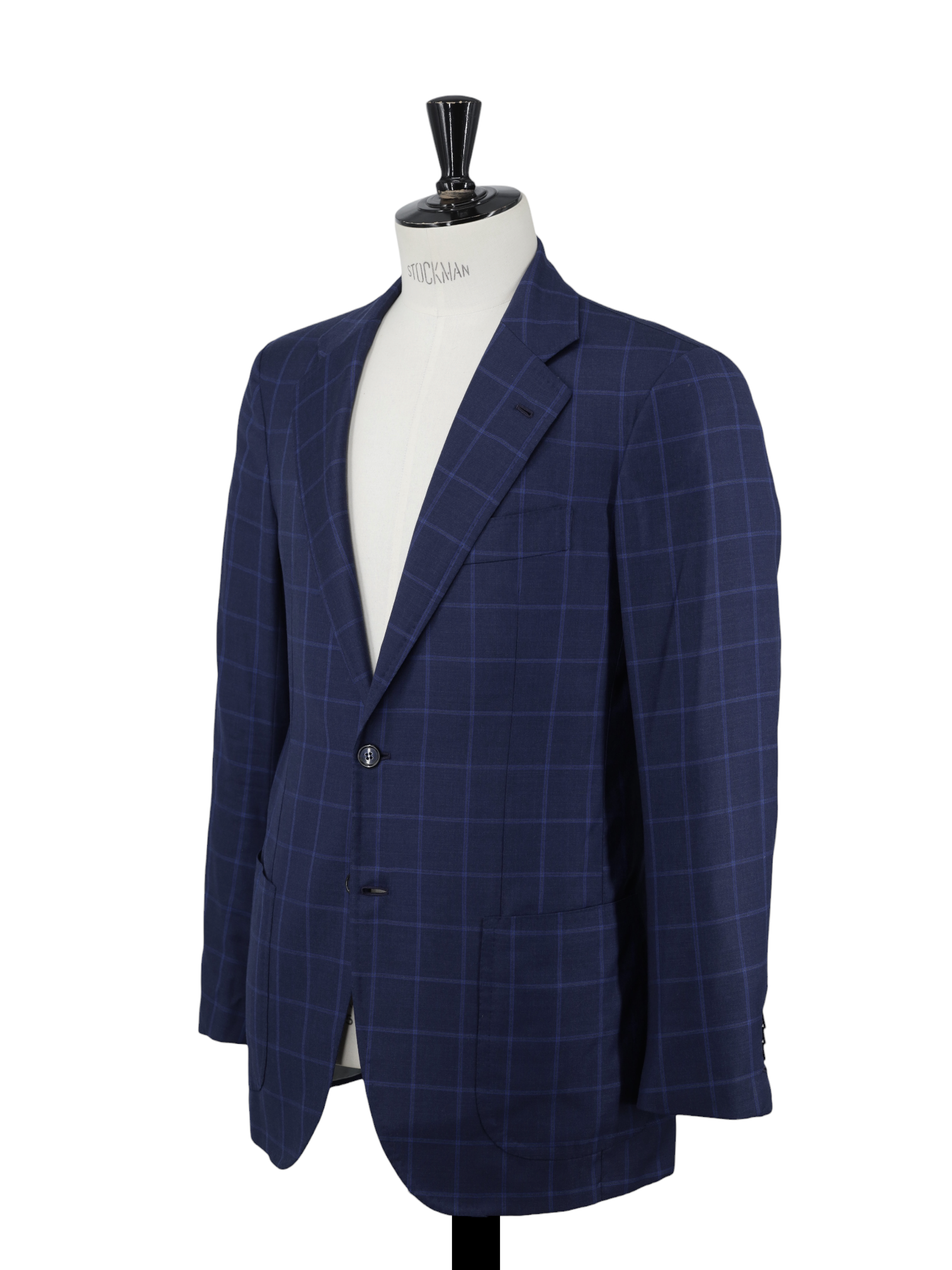 Orazio Luciano Navy & Royal Blue Fine-Wool Windowpane Jacket