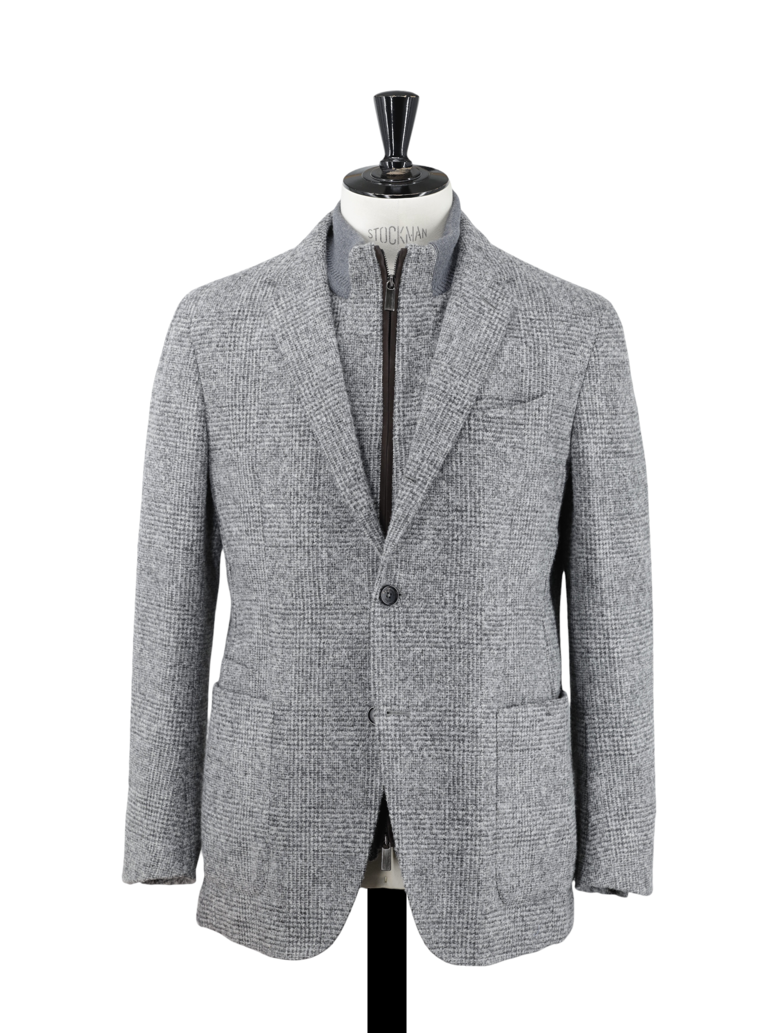 Ermenegildo Zegna Grey Alpaca, Wool, Stretch & Cashmere Checkered Vespa-Jacket