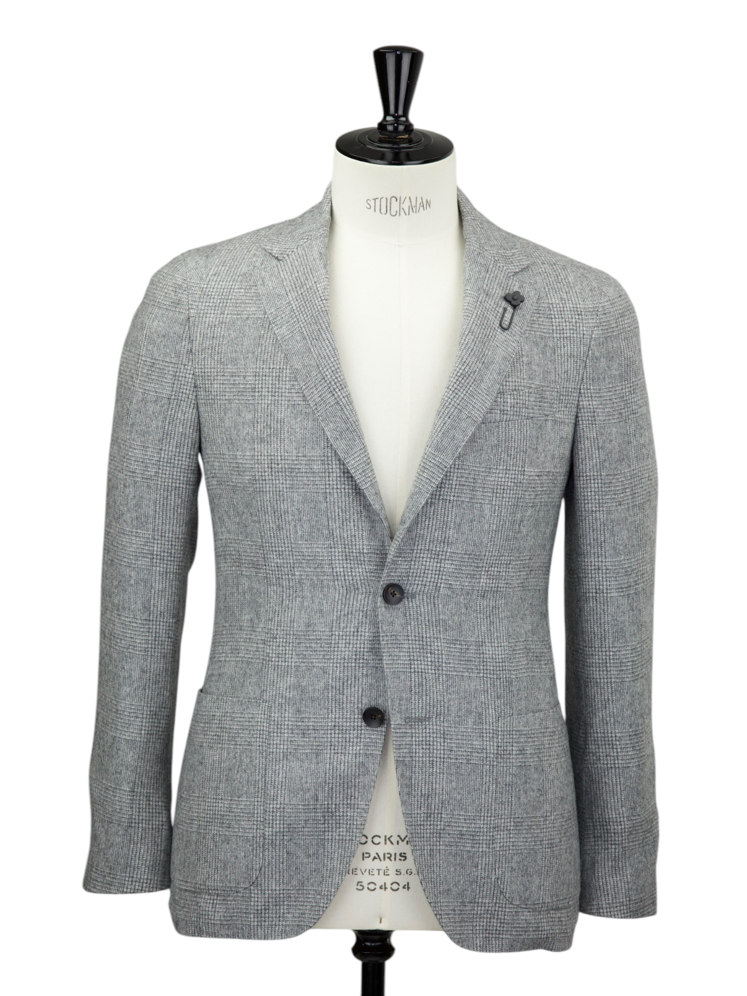 Lardini Grey Wool & Alpaca Prince of Wales Jacket