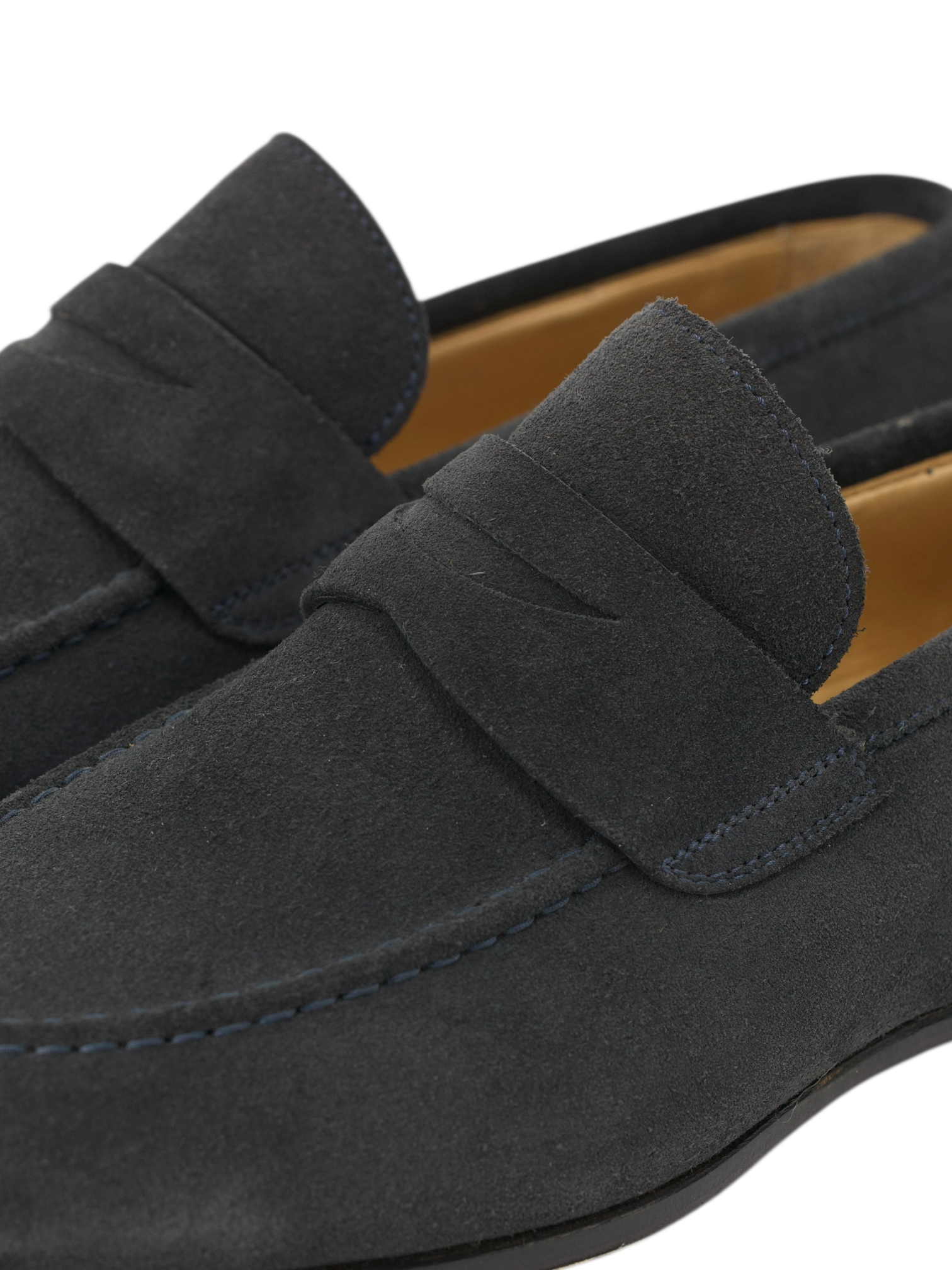 Peluso Napoli Steel Grey Suede Penny Loafers