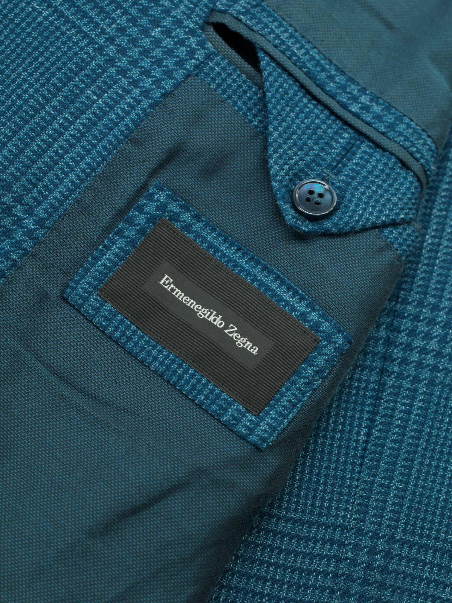 Ermenegildo Zegna Petrol Wool & Silk Prince of Wales Jacket