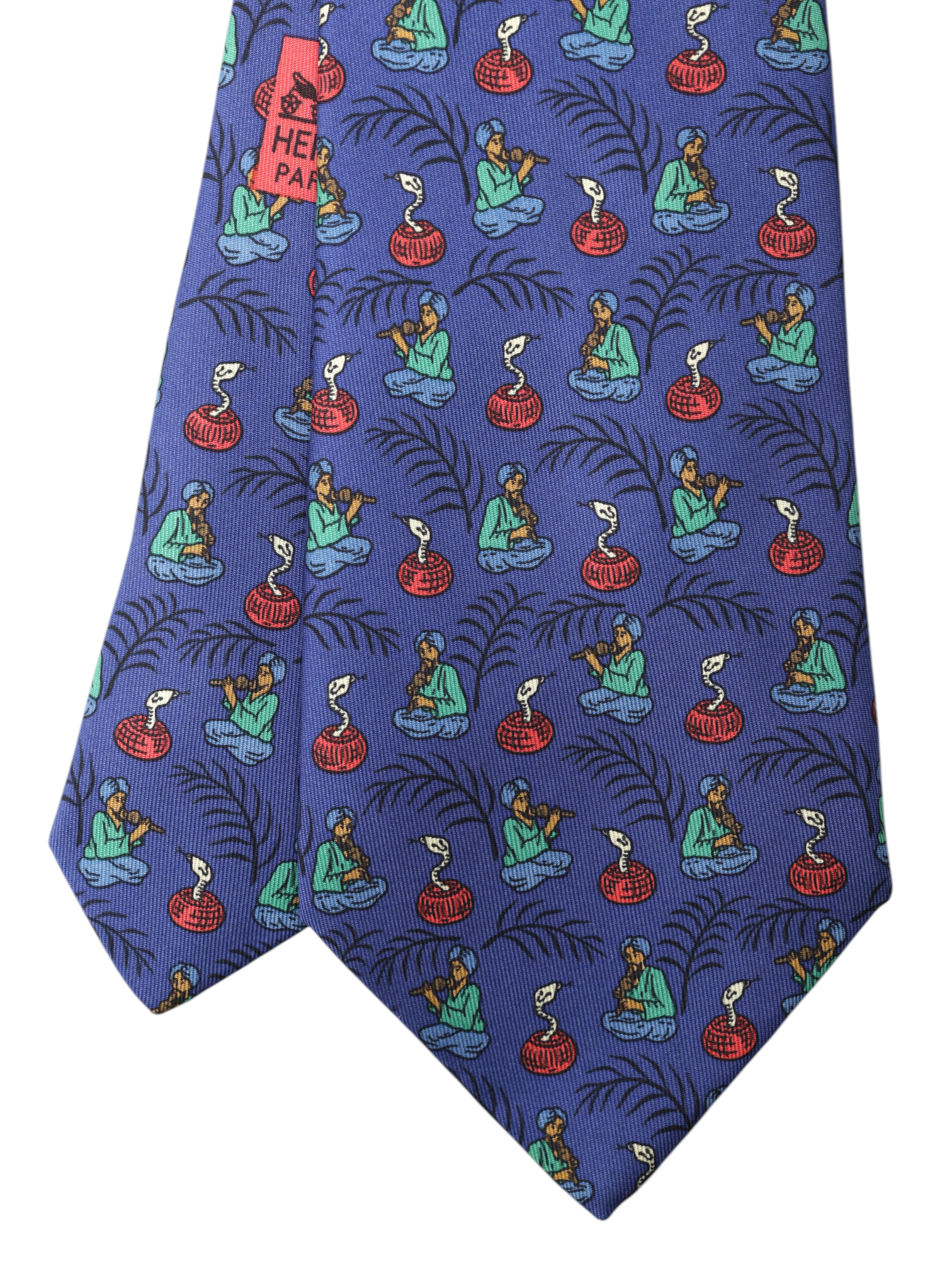 Hermès Blue & Red Silk Cobra-Whisperer Tie
