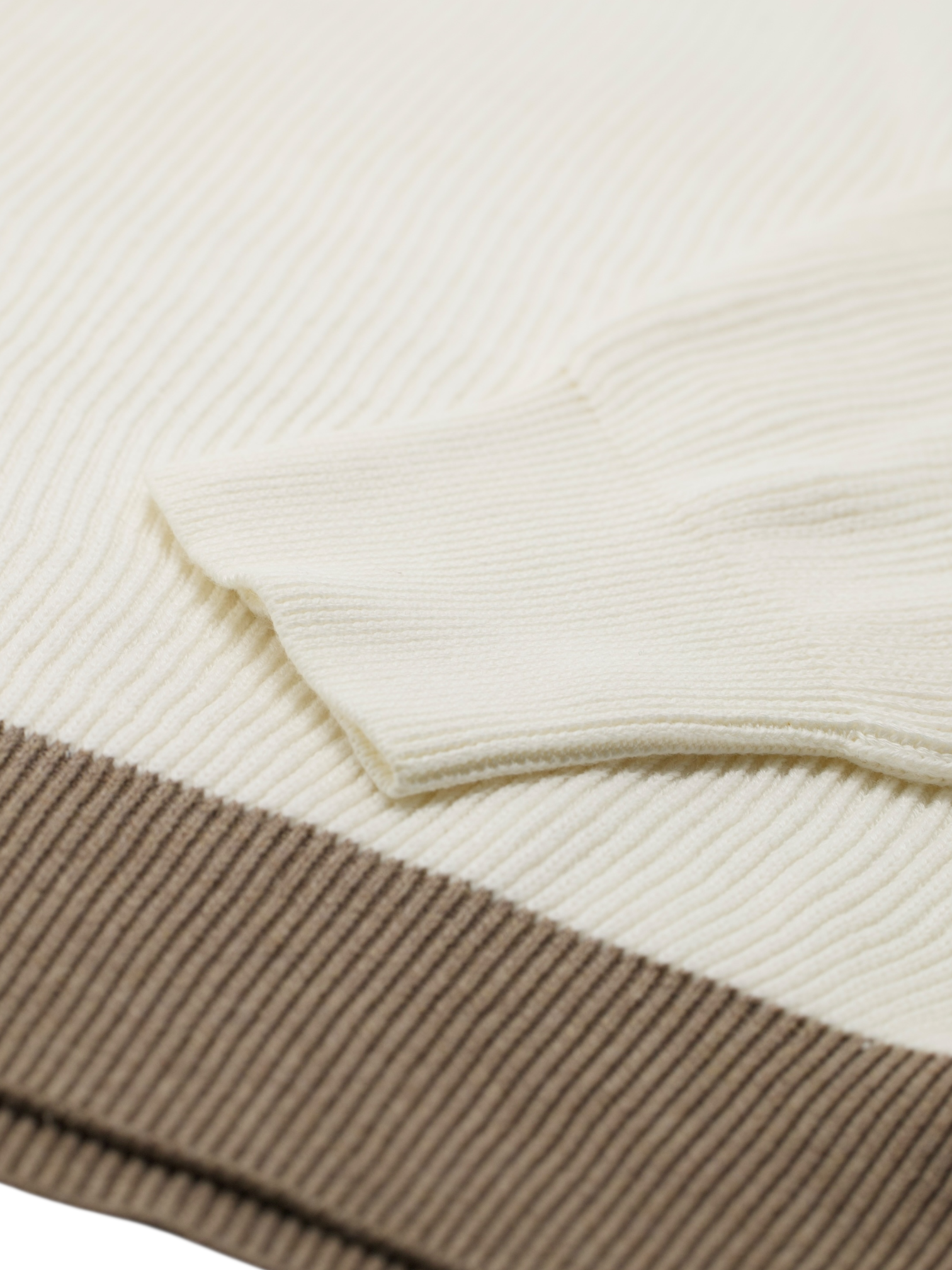 Brunello Cucinelli White & Brown Cotton Round-Neck Oversized Sweater