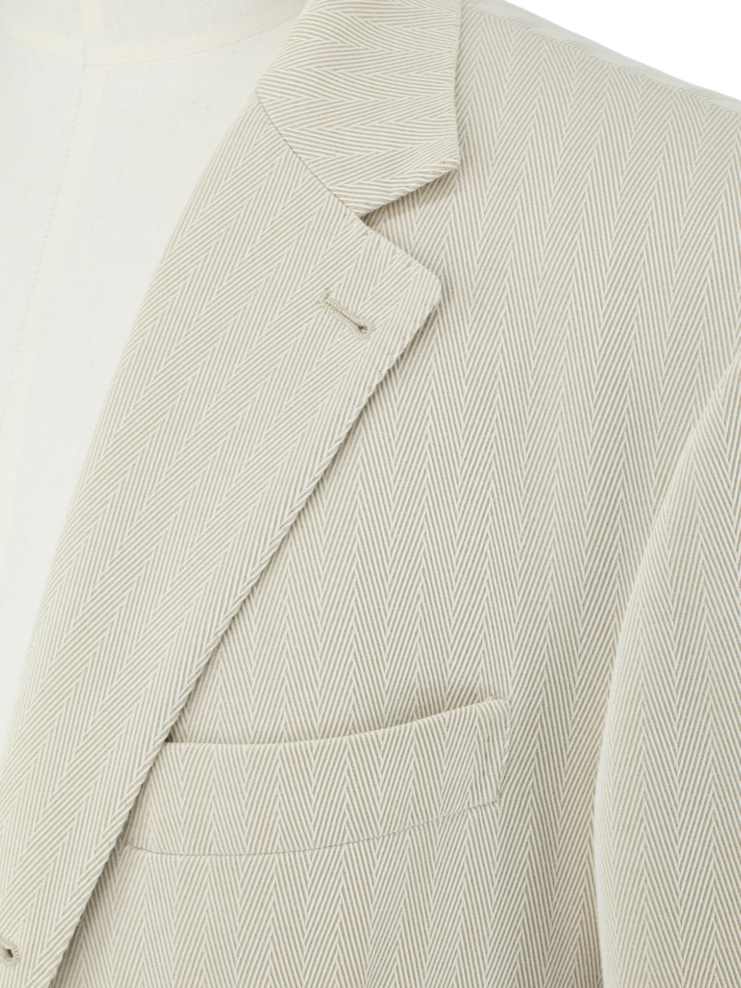 Brunello Cucinelli Sand Pure Cotton Herringbone Jacket