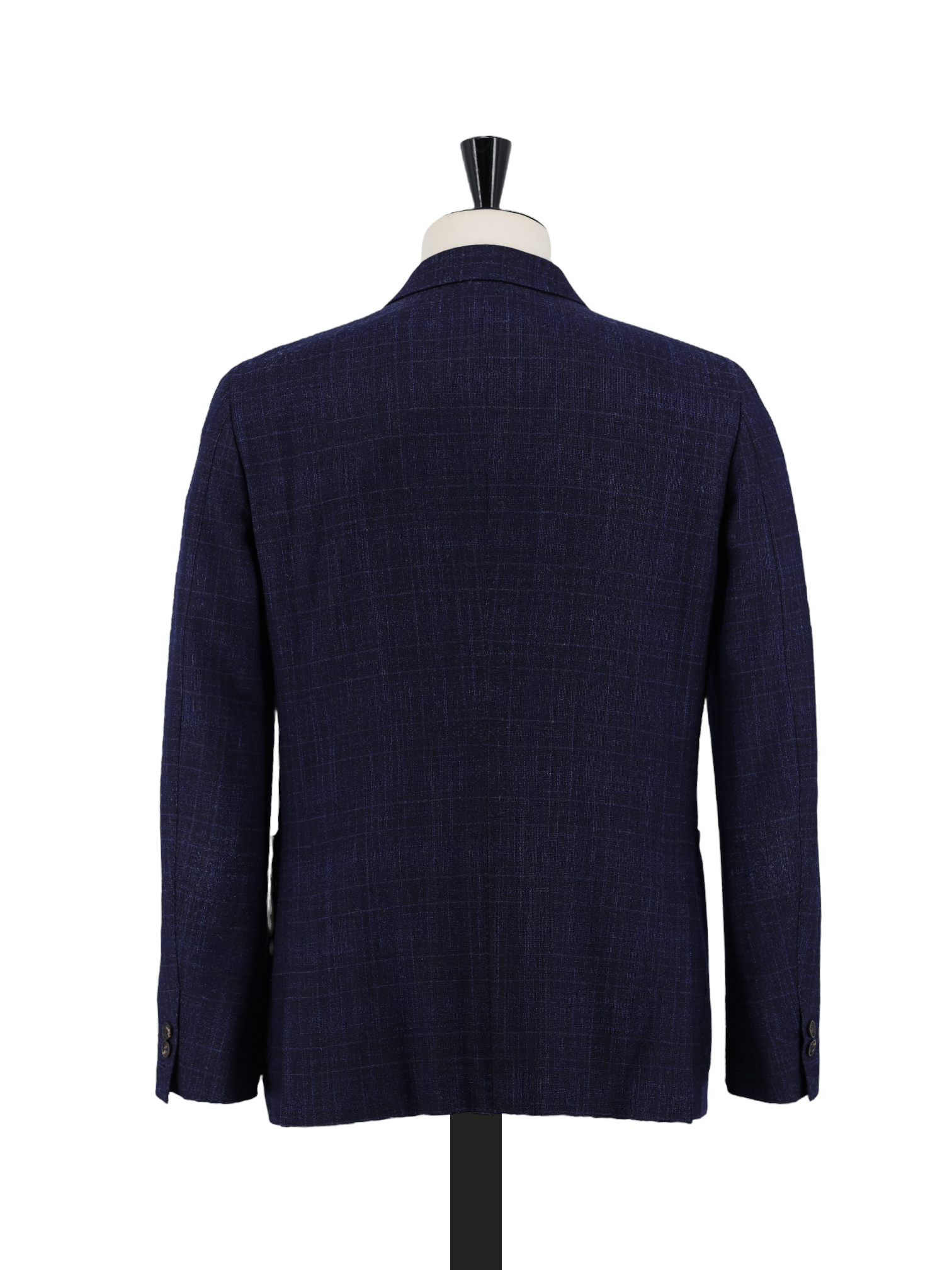 Ermenegildo Zegna Dark Blue Wool, Silk & Cashmere Melange Check Jacket