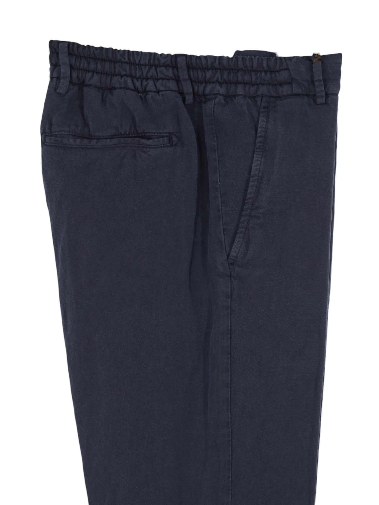 Berwich Navy Lyocell & Linen Drawstring Trousers