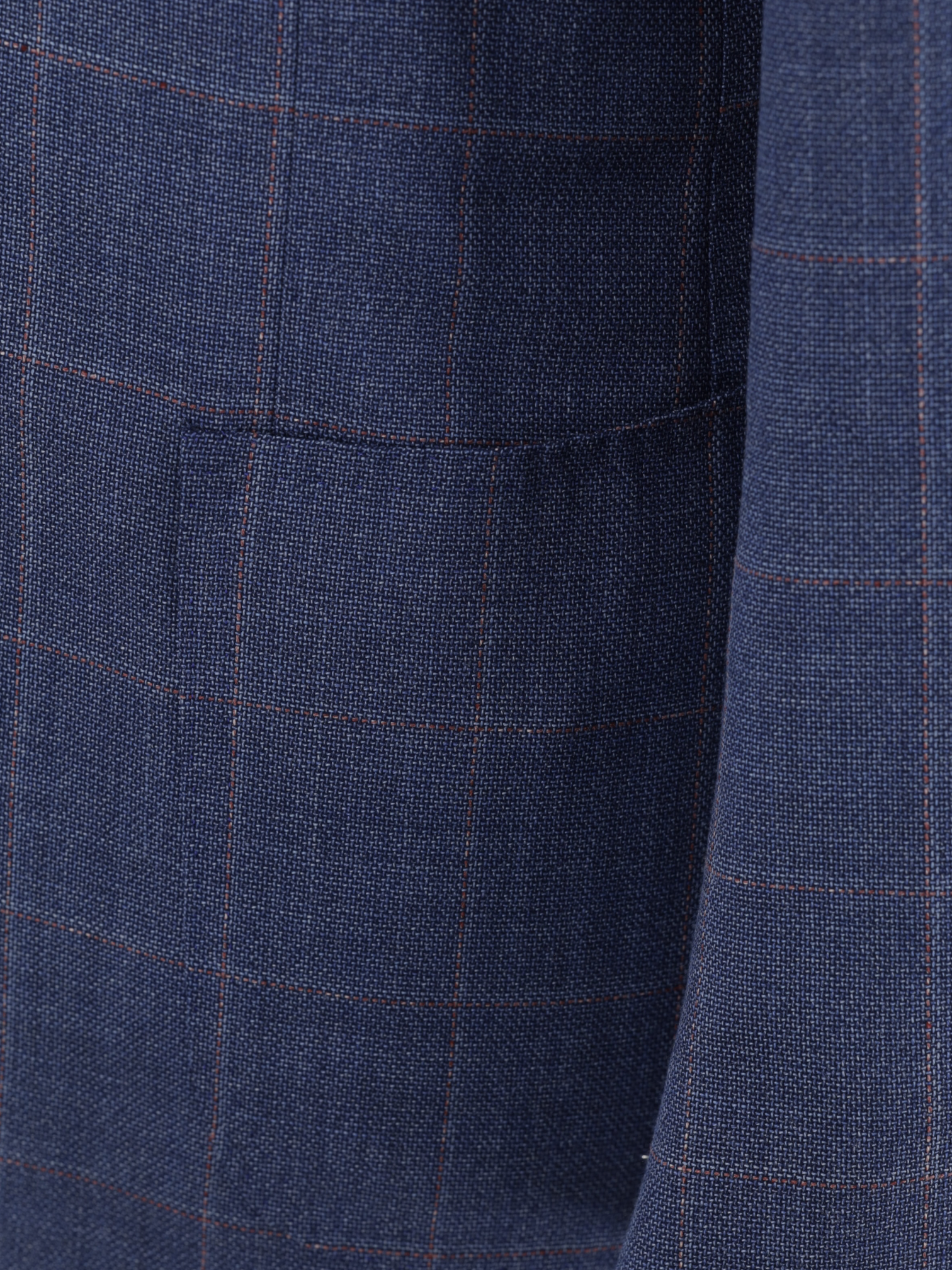 Ring Jacket Blue & Red Wool Basket-Weave "Meister" Windowpane Jacket