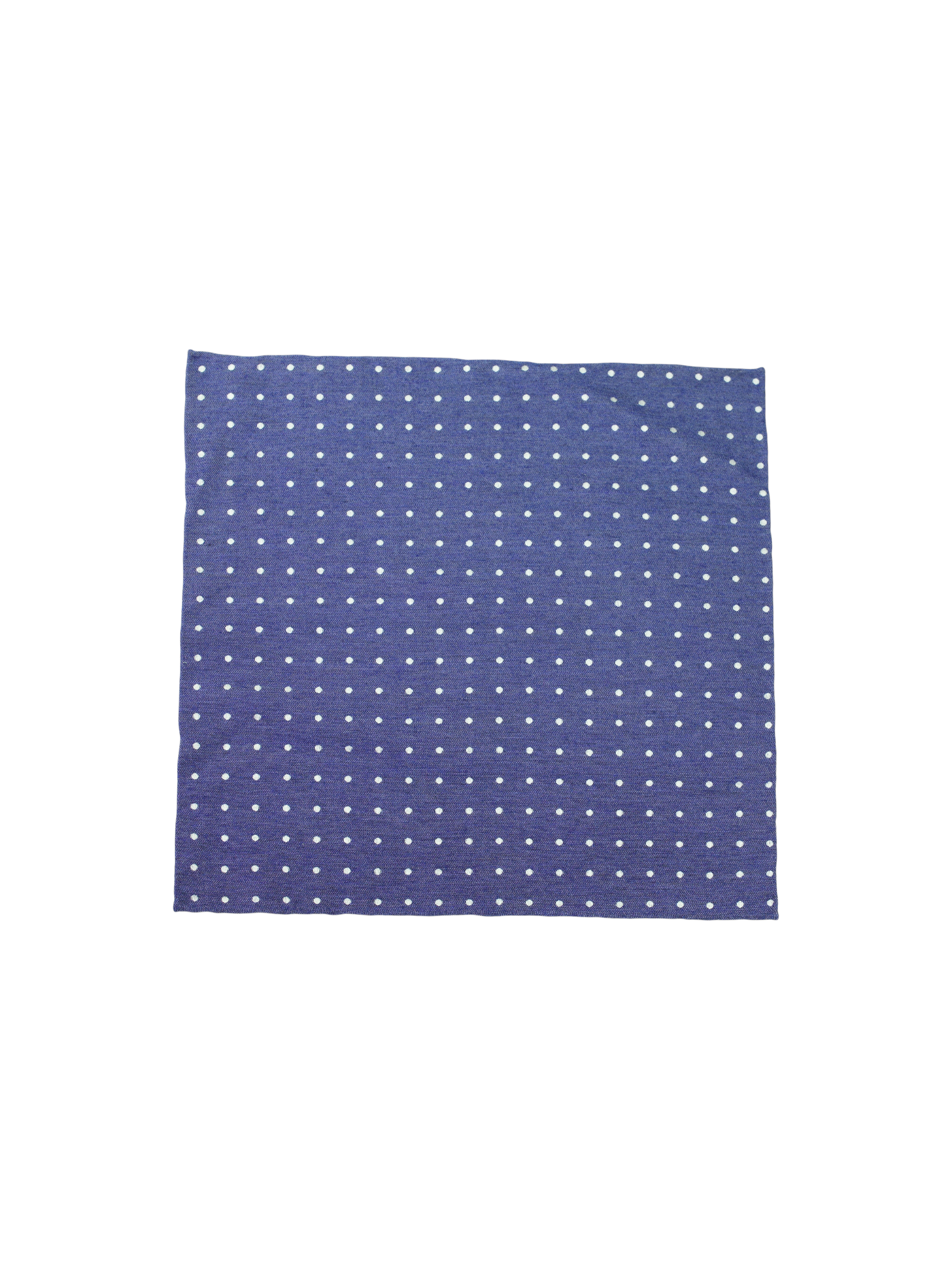 Kiton Indigo Blue Handrolled Double-Faced Silk Polkadot Pocketsquare