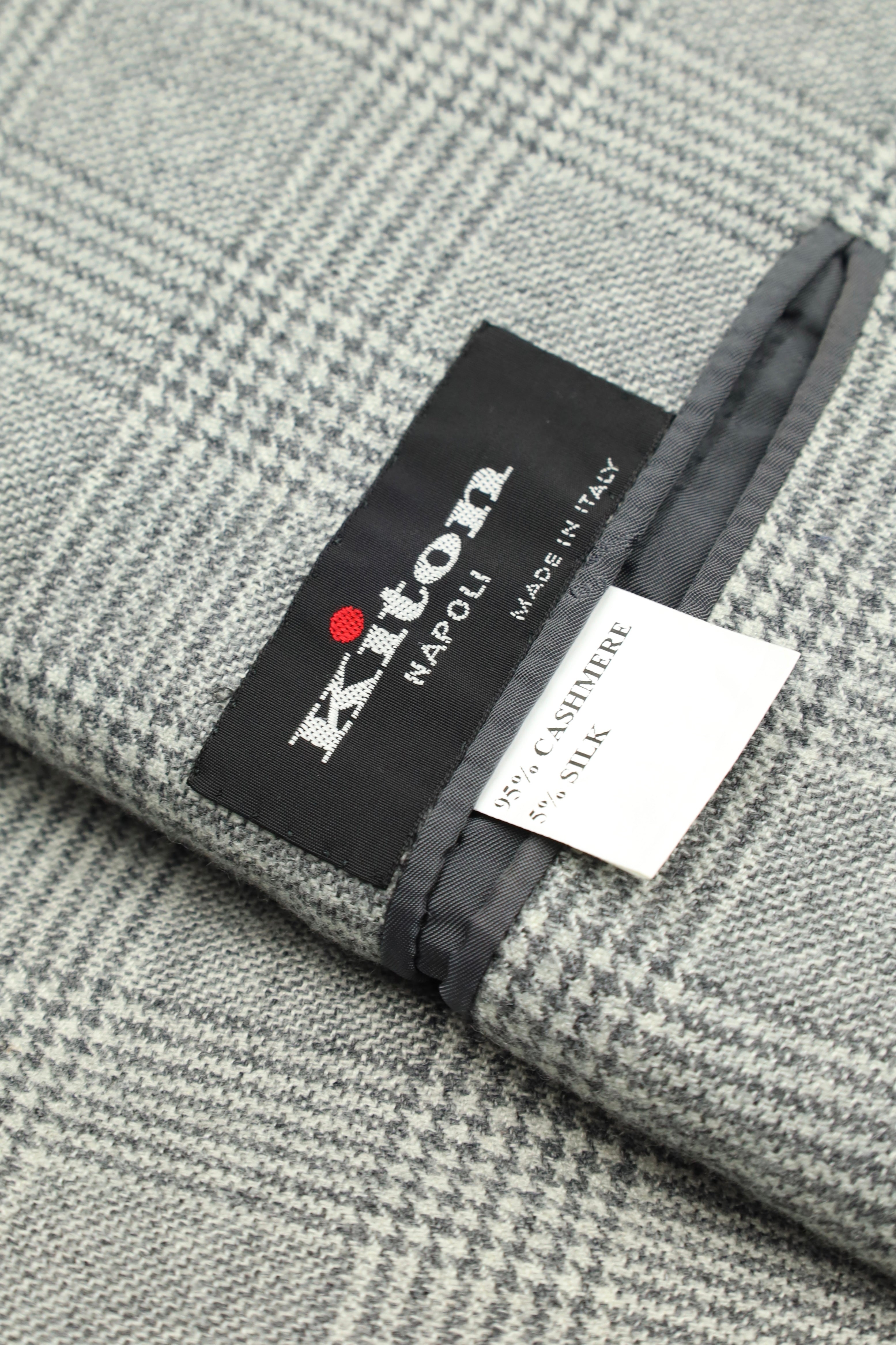 Kiton Light Grey Cashmere & Silk Glenplaid Jacket