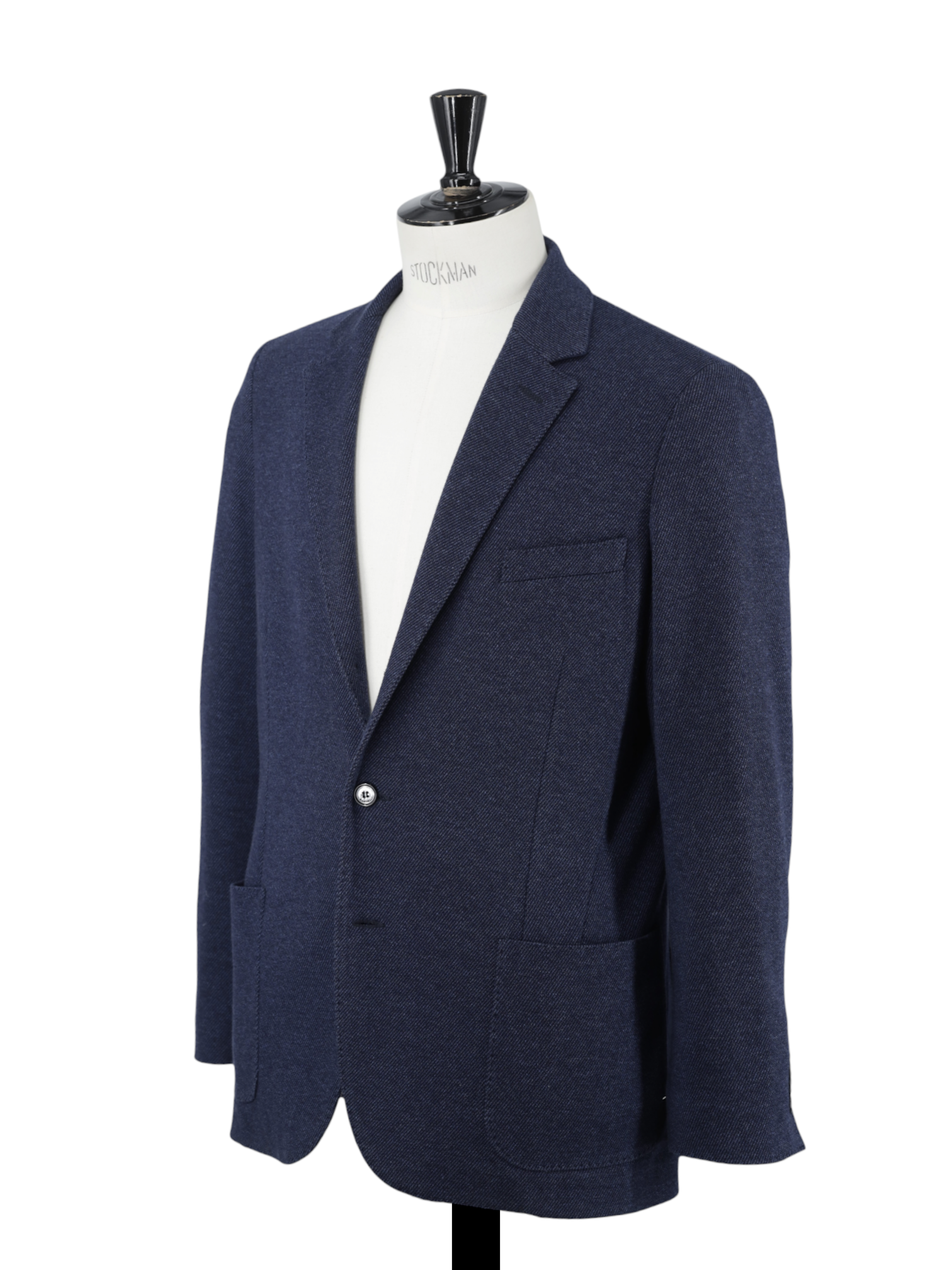 Mandelli Blue Wool & Cotton "Cotton-Way" Knitted Twill Jacket