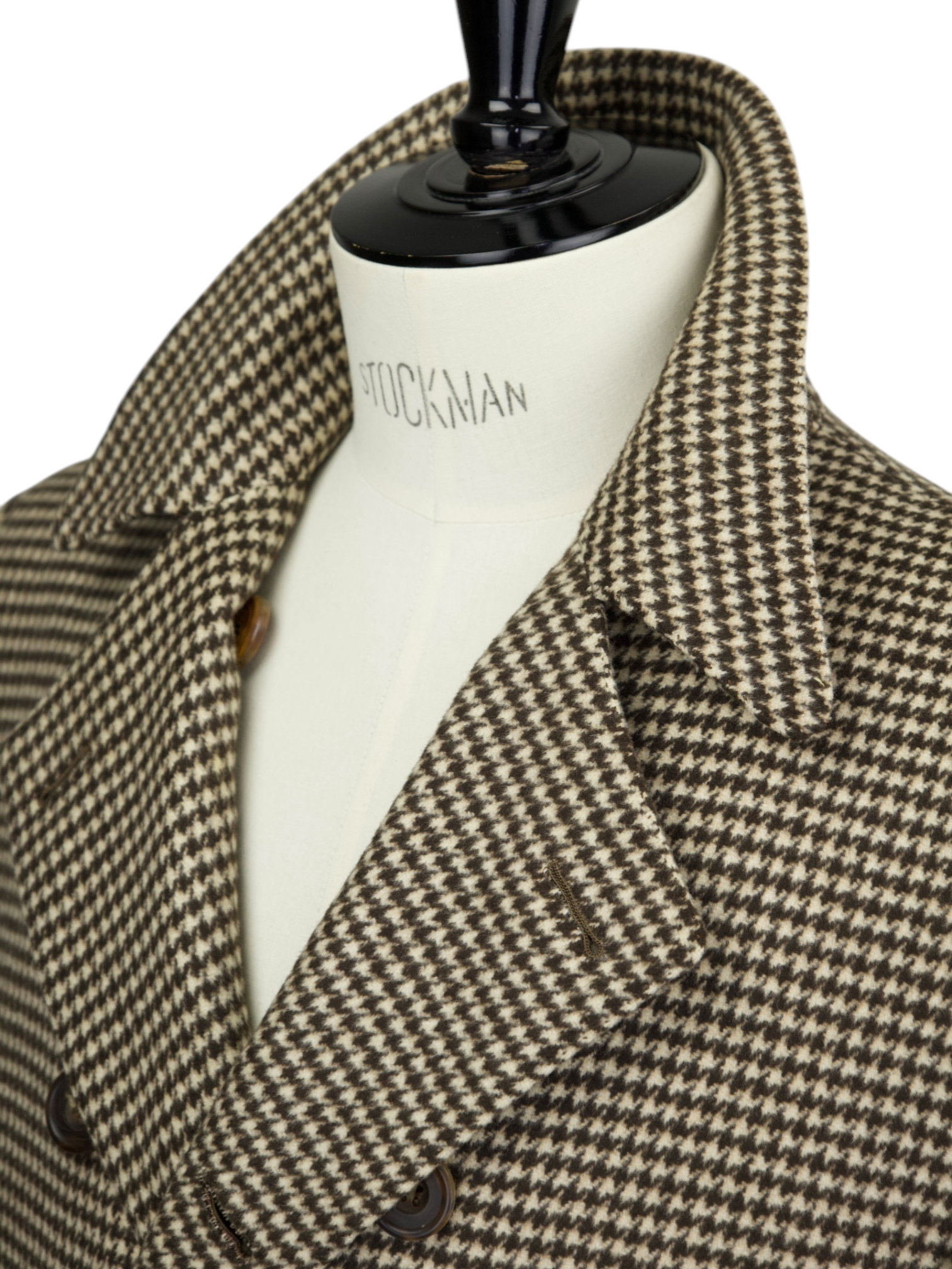 Kiton Light Brown Double-Breasted Pure Cashmere Houndstooth Sartorial Overcoat