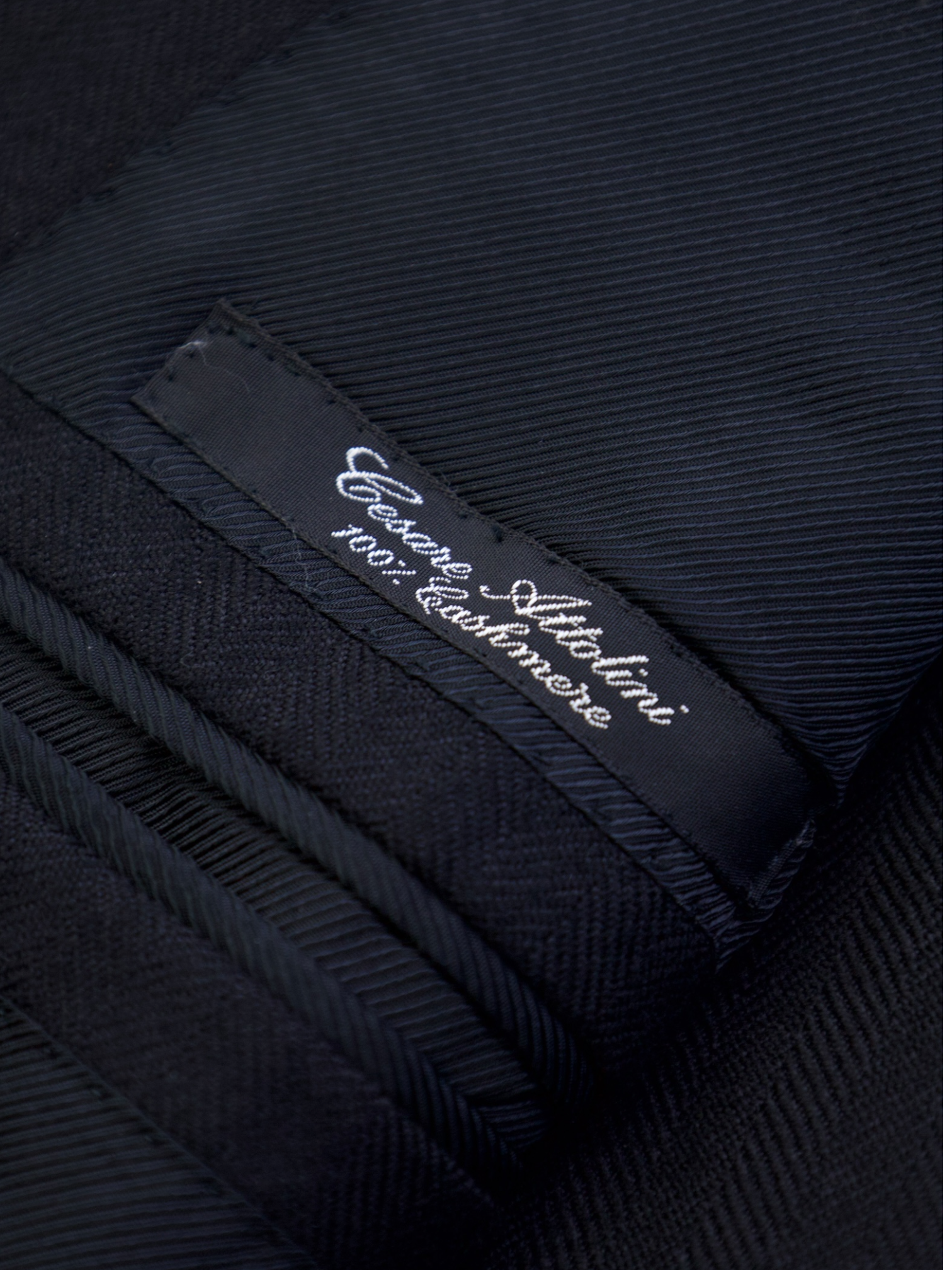 Cesare Attolini Black Cashmere Herringbone Jacket