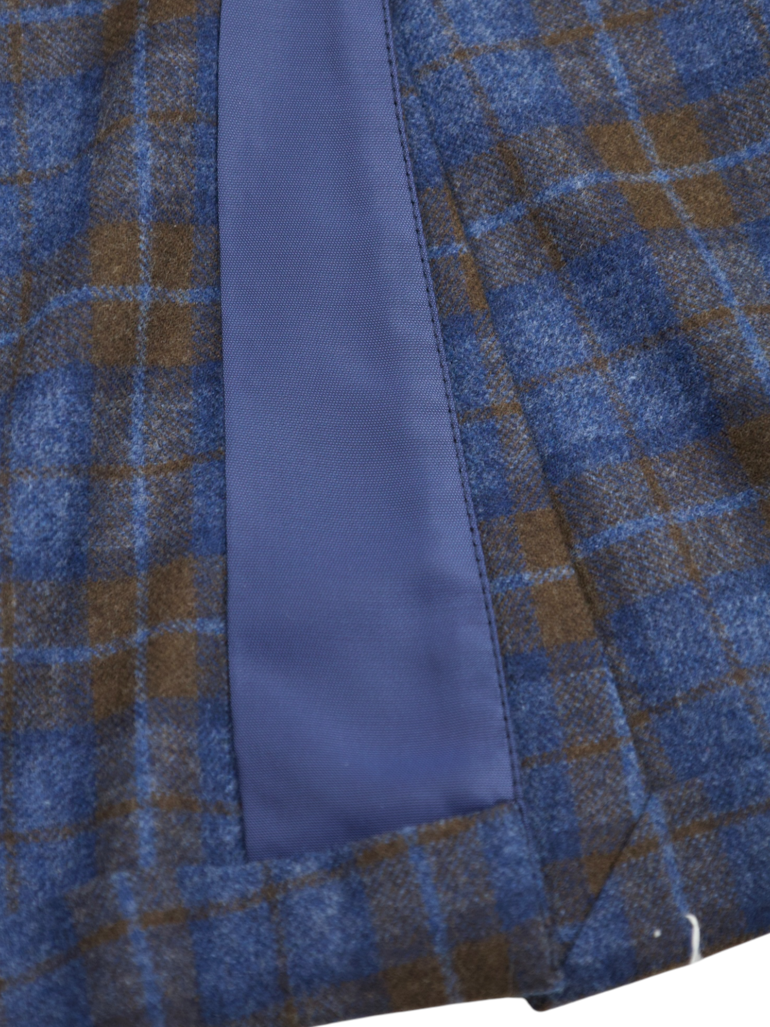 Ermenegildo Zegna Denim Blue & Castagne Brown Trofeo Wool & Cashmere Windowpane Jacket