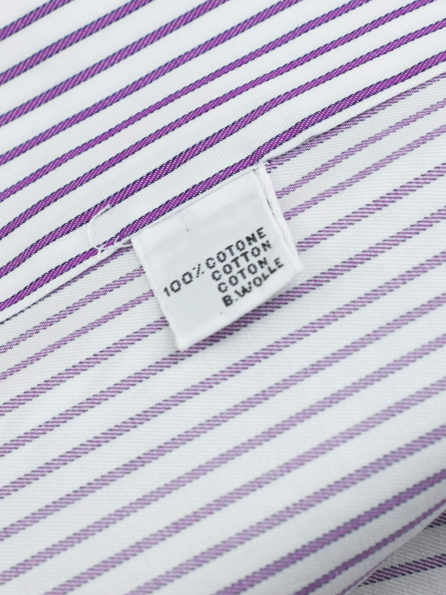 Kiton White & Purple Cotton Pinstripe French-Cuff Shirt