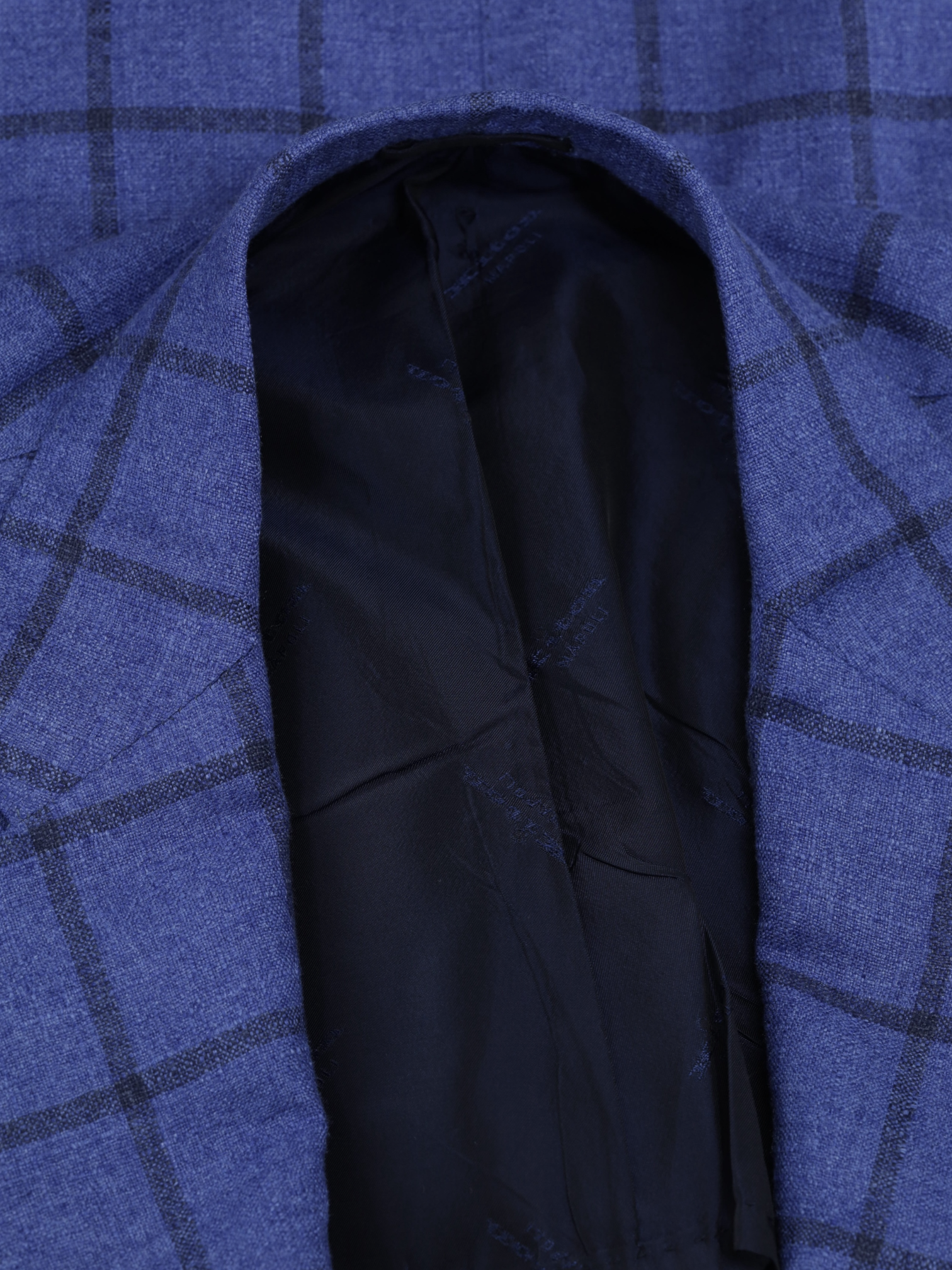 Kiton Azure Blue Silk & Cashmere Windowpane Jacket