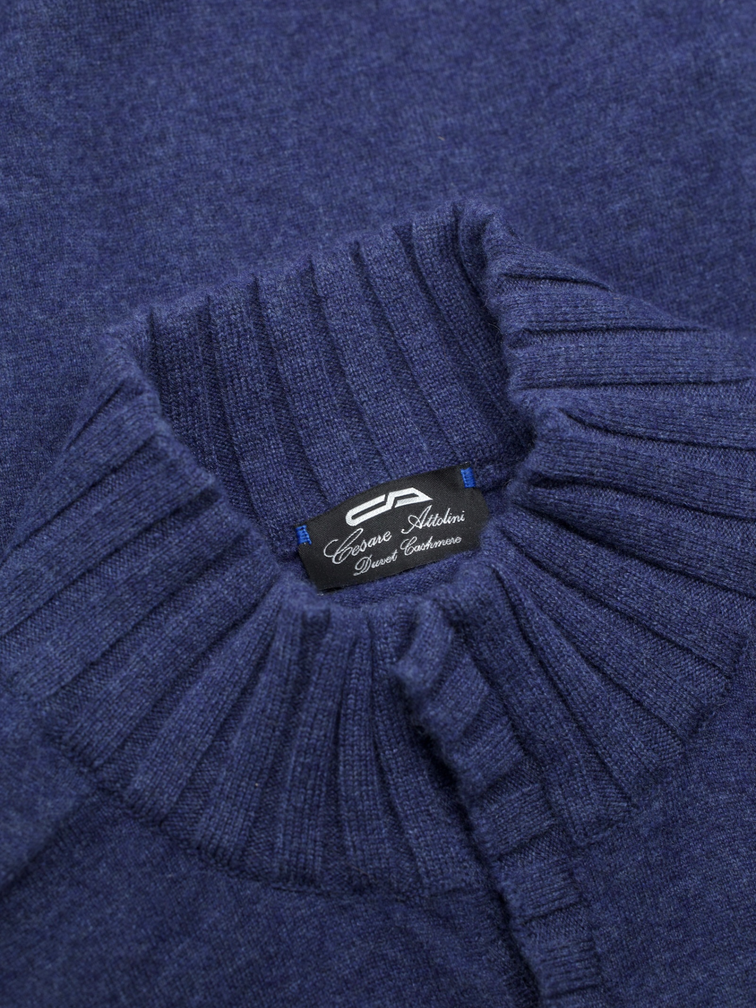 Cesare Attolini Steel Blue Duvet-Cashmere Half-Zip Sweater
