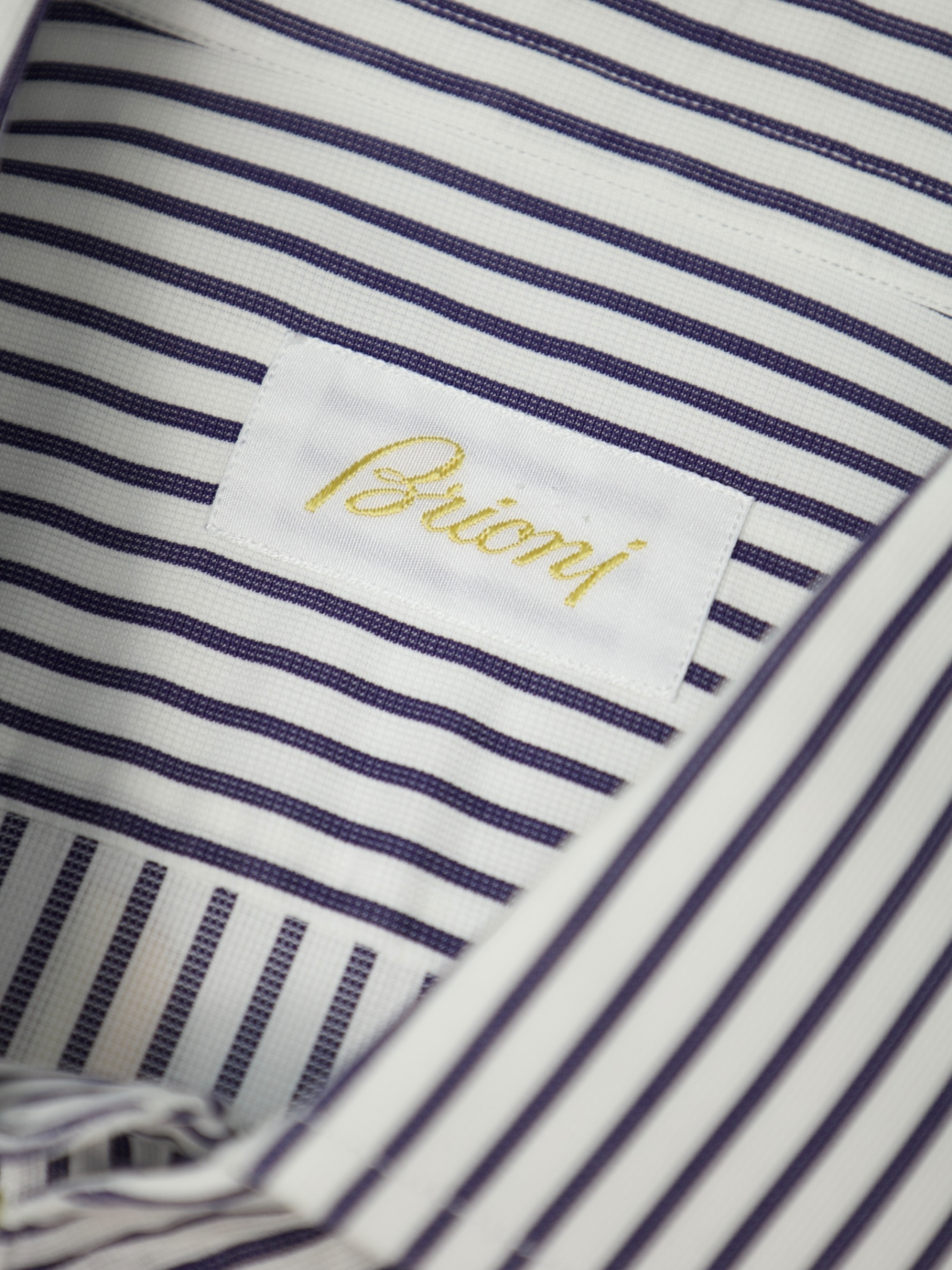 Brioni White & Navy Cotton Pinstripe Shirt