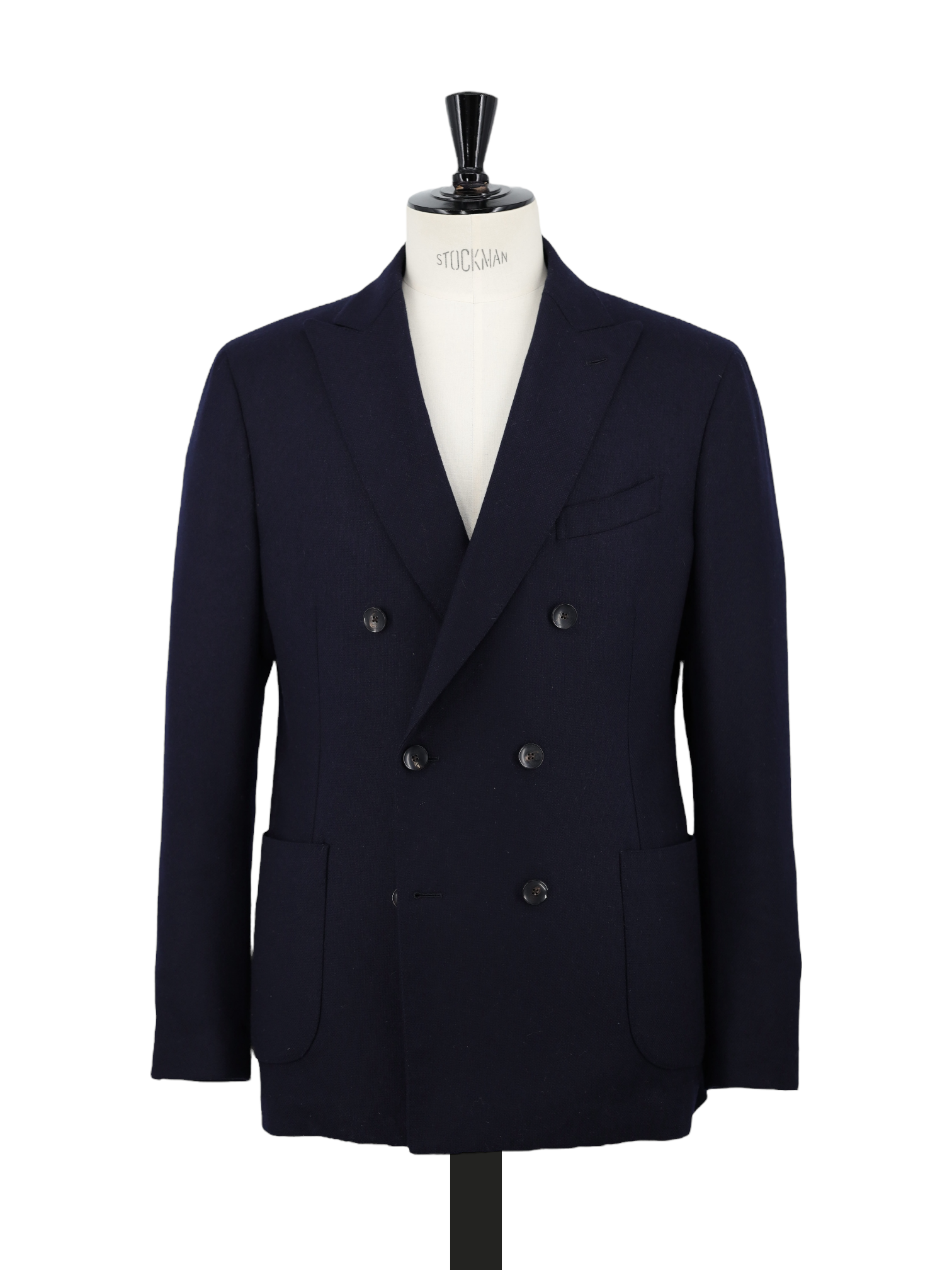Lardini Navy Pure-Wool Double Breasted Micro-Structure Jacket