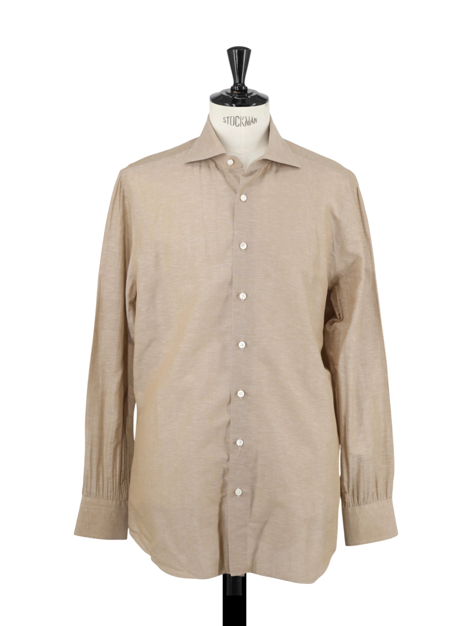 Cesare Attolini Light Brown Linen & Cotton Melange Shirt