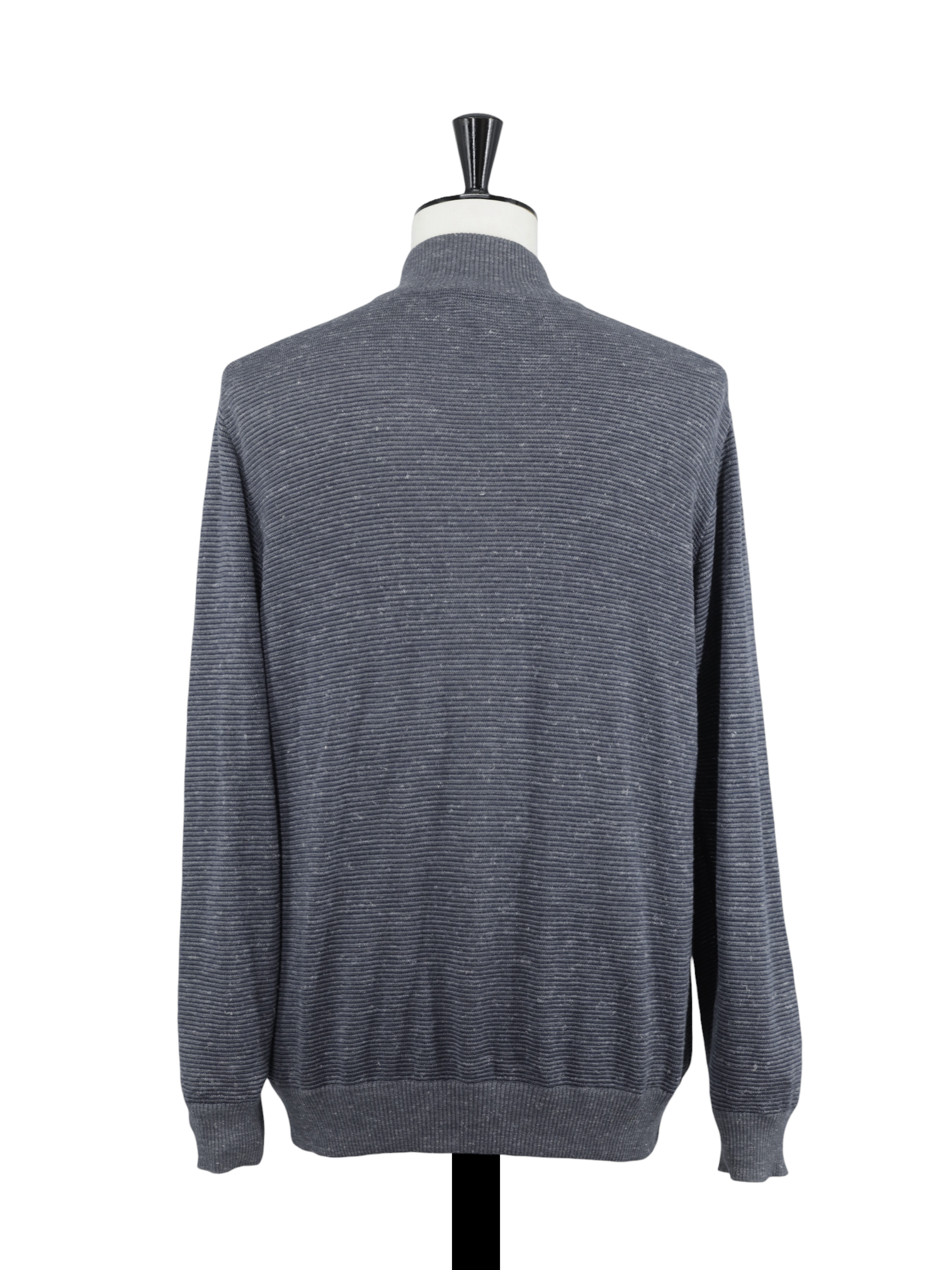 Loro Piana Grey Silk, Cashmere & Linen Melange Micro-Pattern Half-Zip Sweater