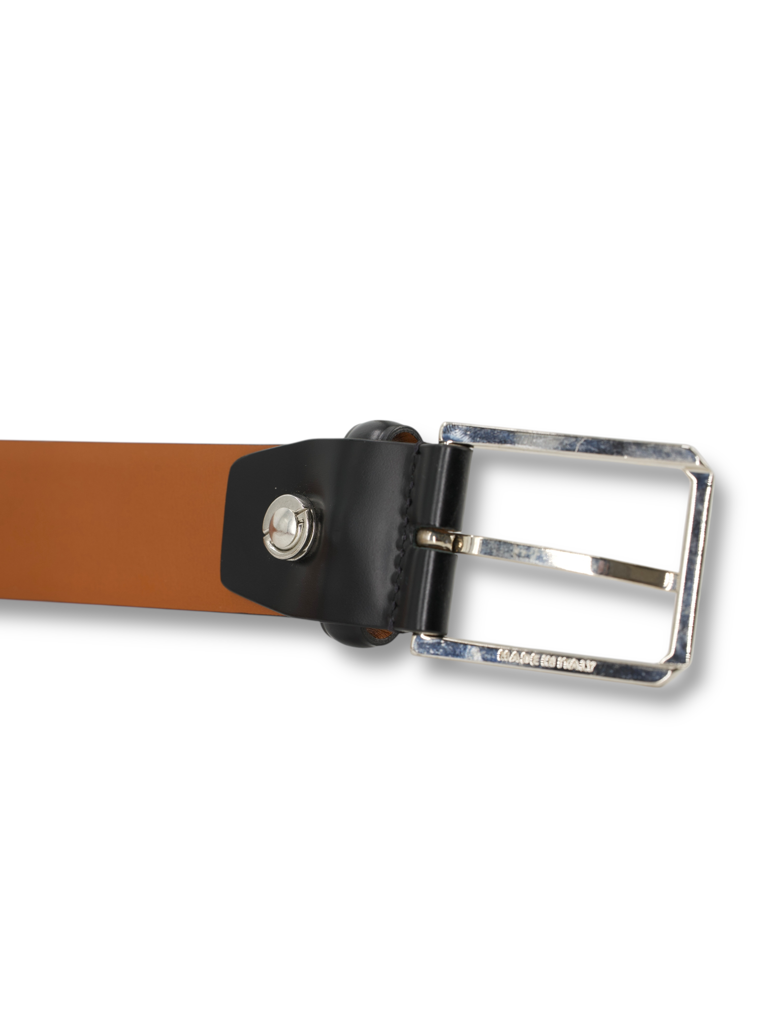 Santoni Black Calfleather & Silver Buckle Belt