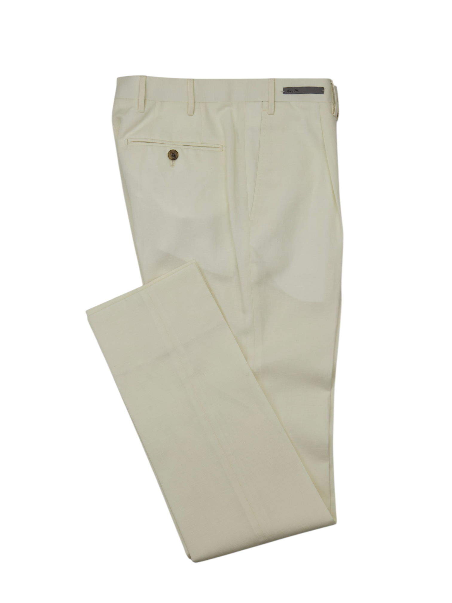 Corneliani Off-White Wool & Linen Pleated Trousers