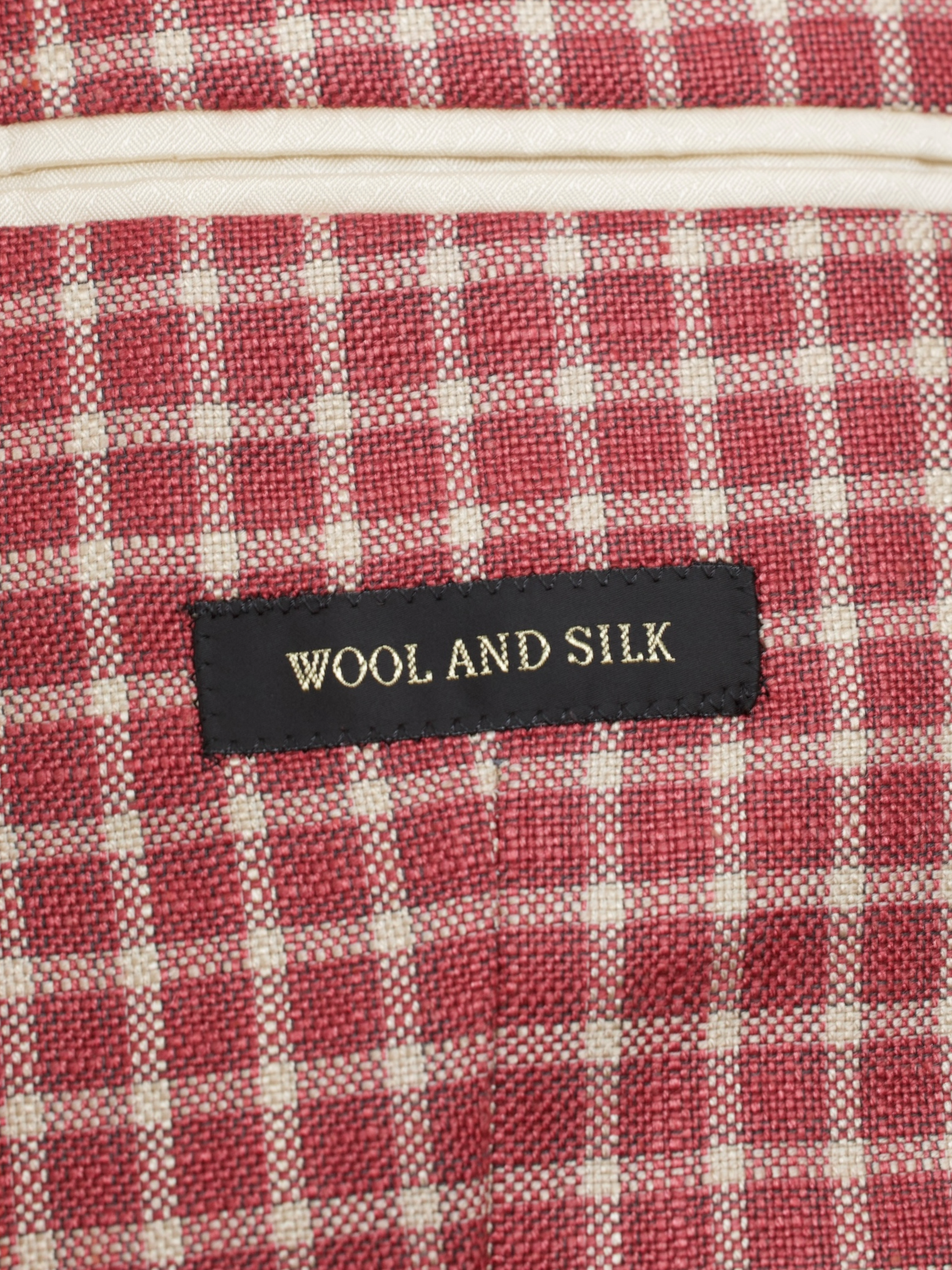 Corneliani Red & White Silk & Wool Checkered Academy Jacket
