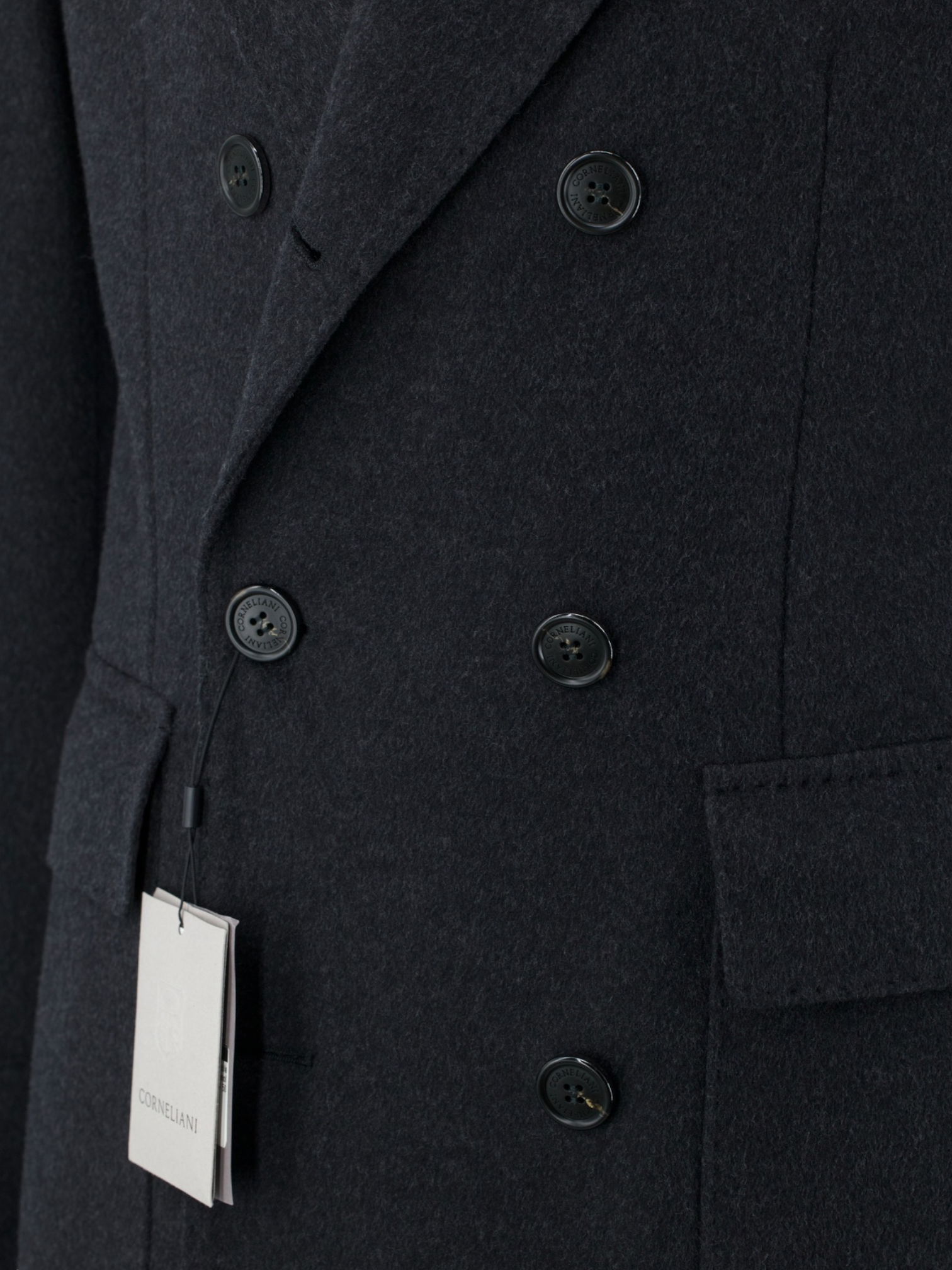 Corneliani Dark Grey Double-Breasted Virgin-Wool Polo Coat