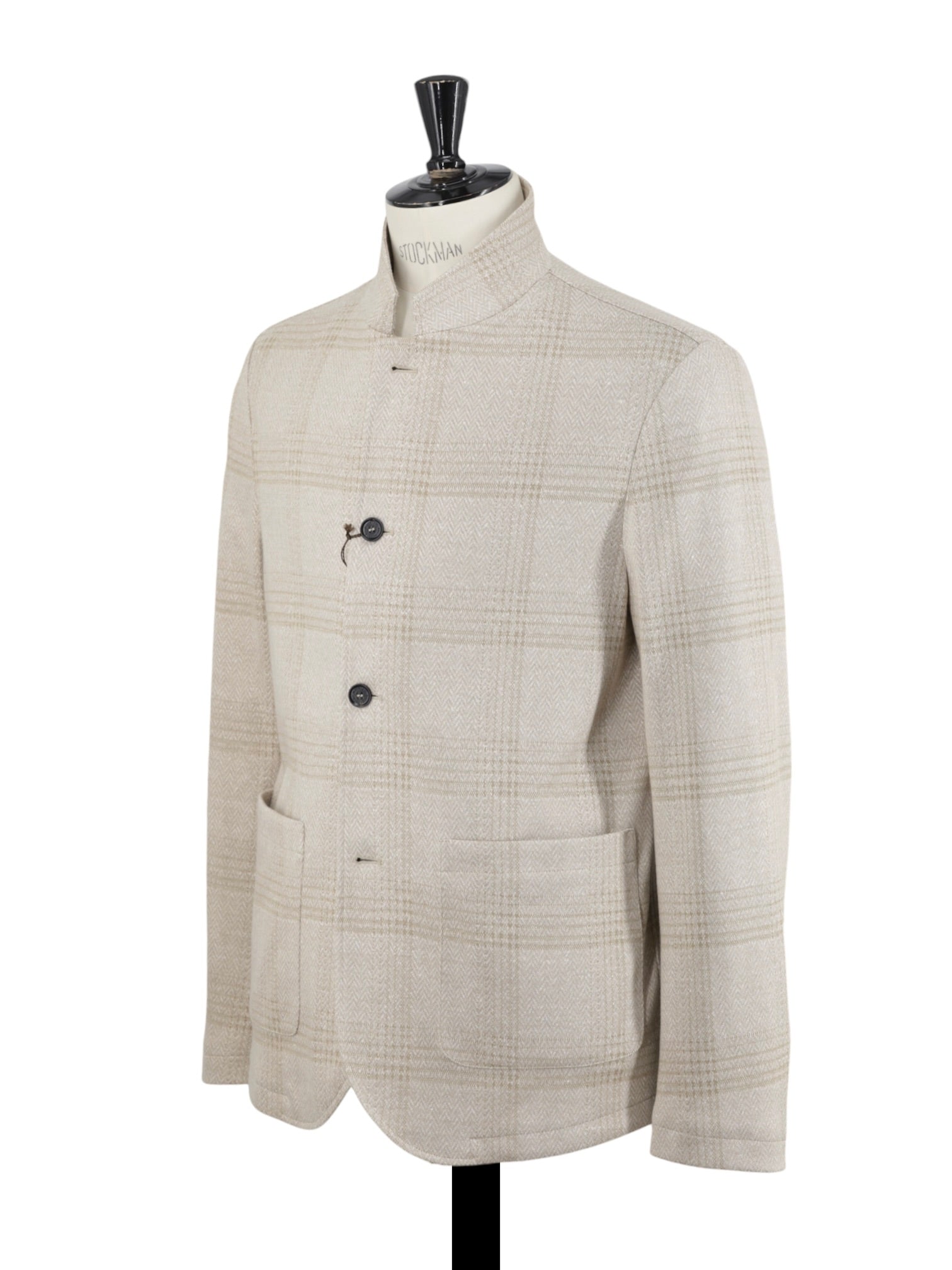Maurizio Baldassari Sand Cotton, Silk & Linen Stand-Collar Jacket