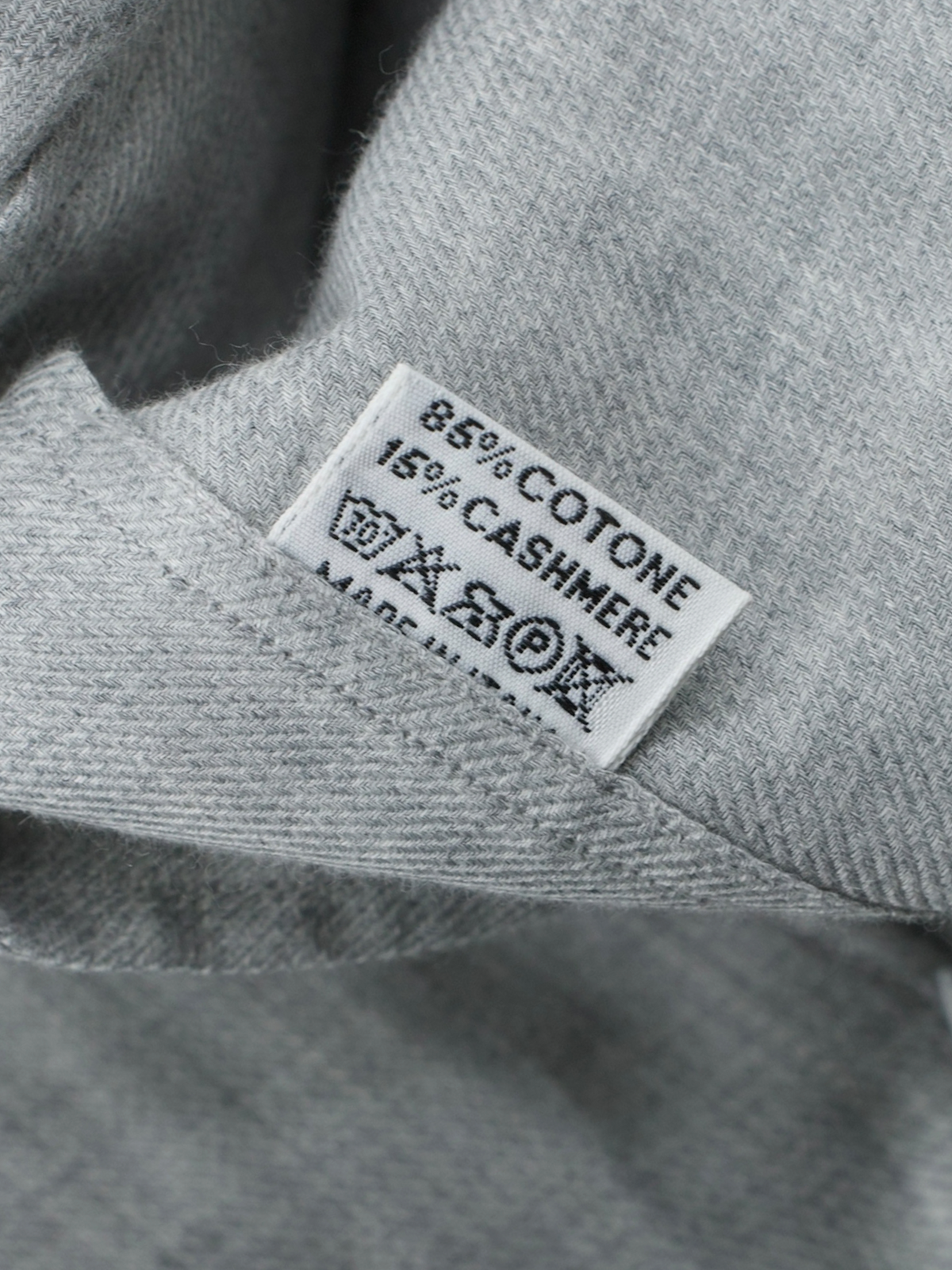 Finamore Light Grey Cotton & Cashmere One-Piece-Collar Shirt
