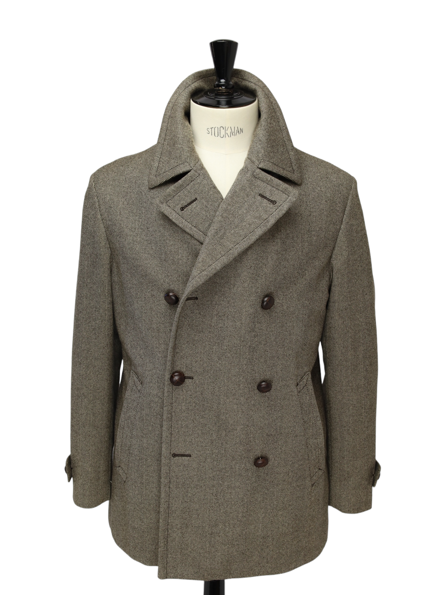 Brioni Light Brown Storm System® Herringbone Double-Breasted Peacoat