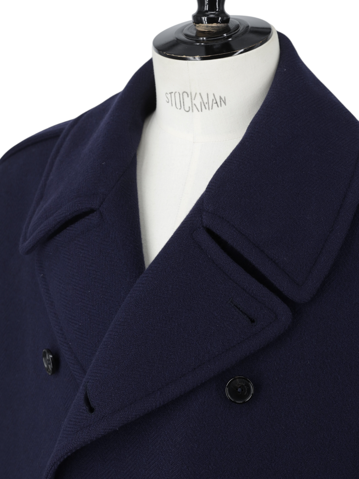 Ralph Lauren Purple Label Navy Wool Herringbone Italian-Made Peacoat