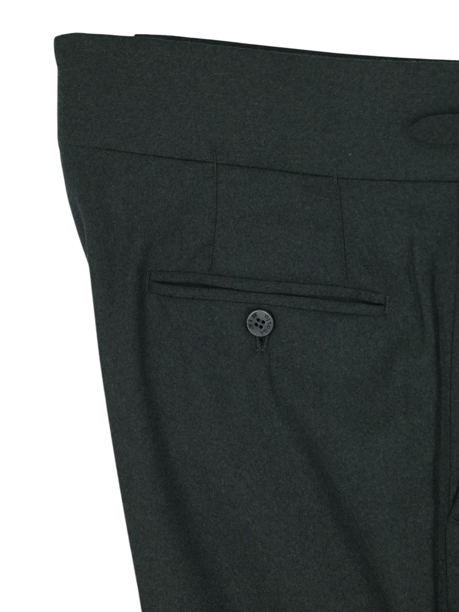 Sartoria Voglio Dark Green Wool & Cashmere Flannel Sartorial Trousers