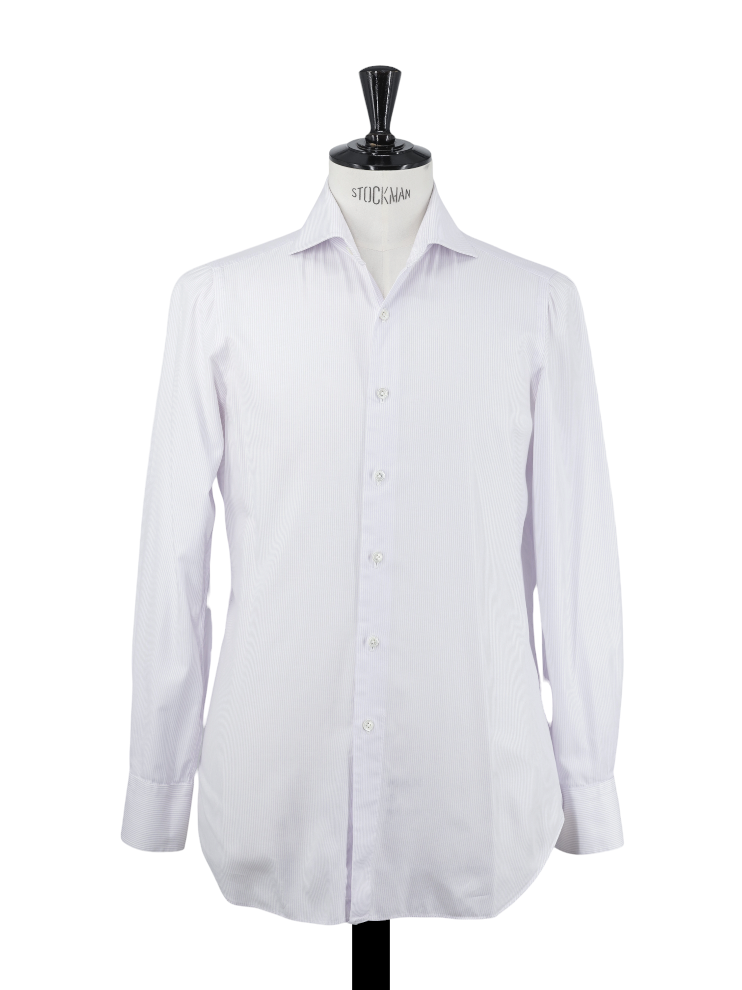Finamore Lavender Purple & White Cotton Pinstripe Neapolitan Shirt