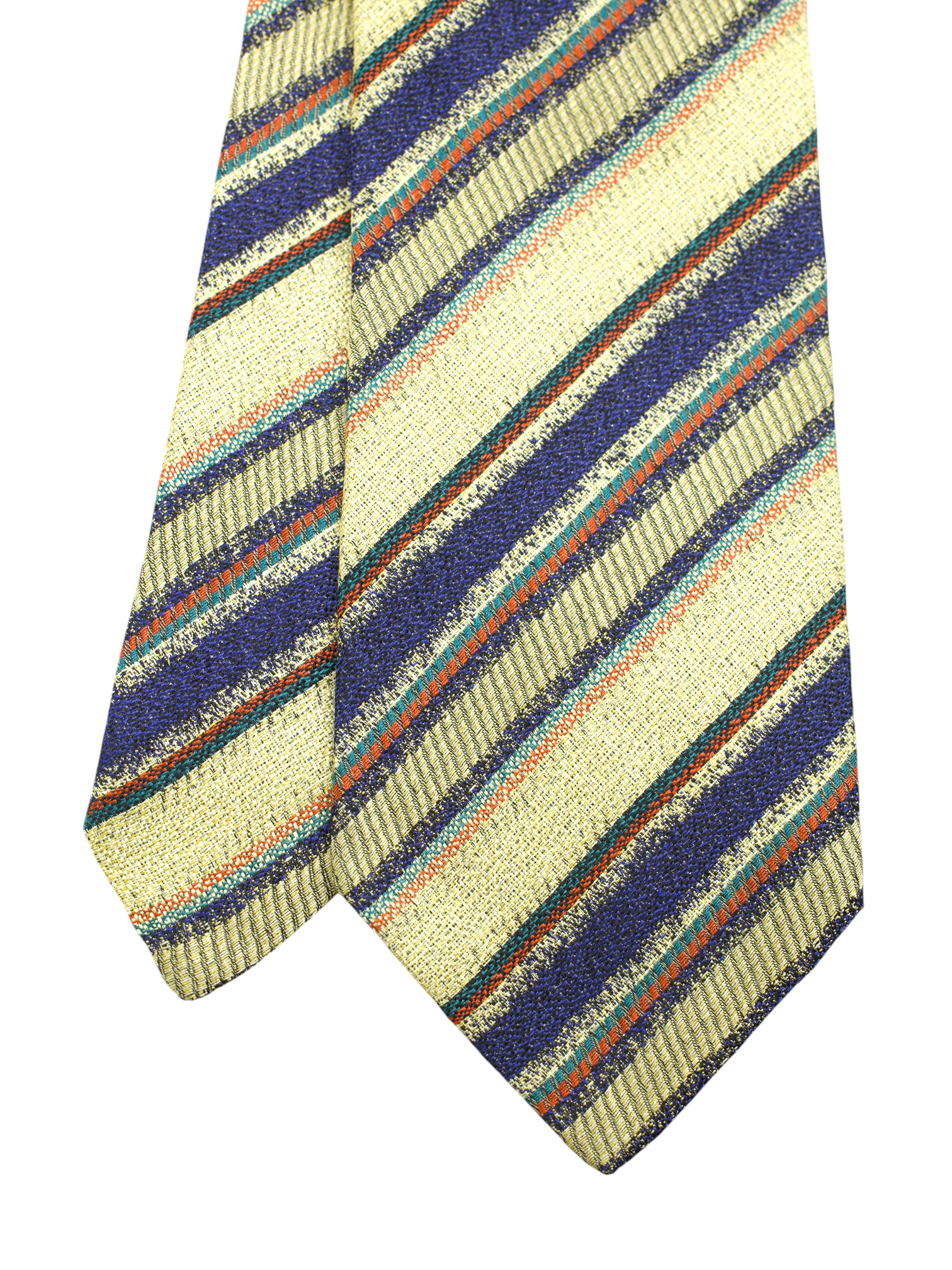 Brioni Yellow-Beige & Multicolor Silk Vintage Stripe-Pattern Tie
