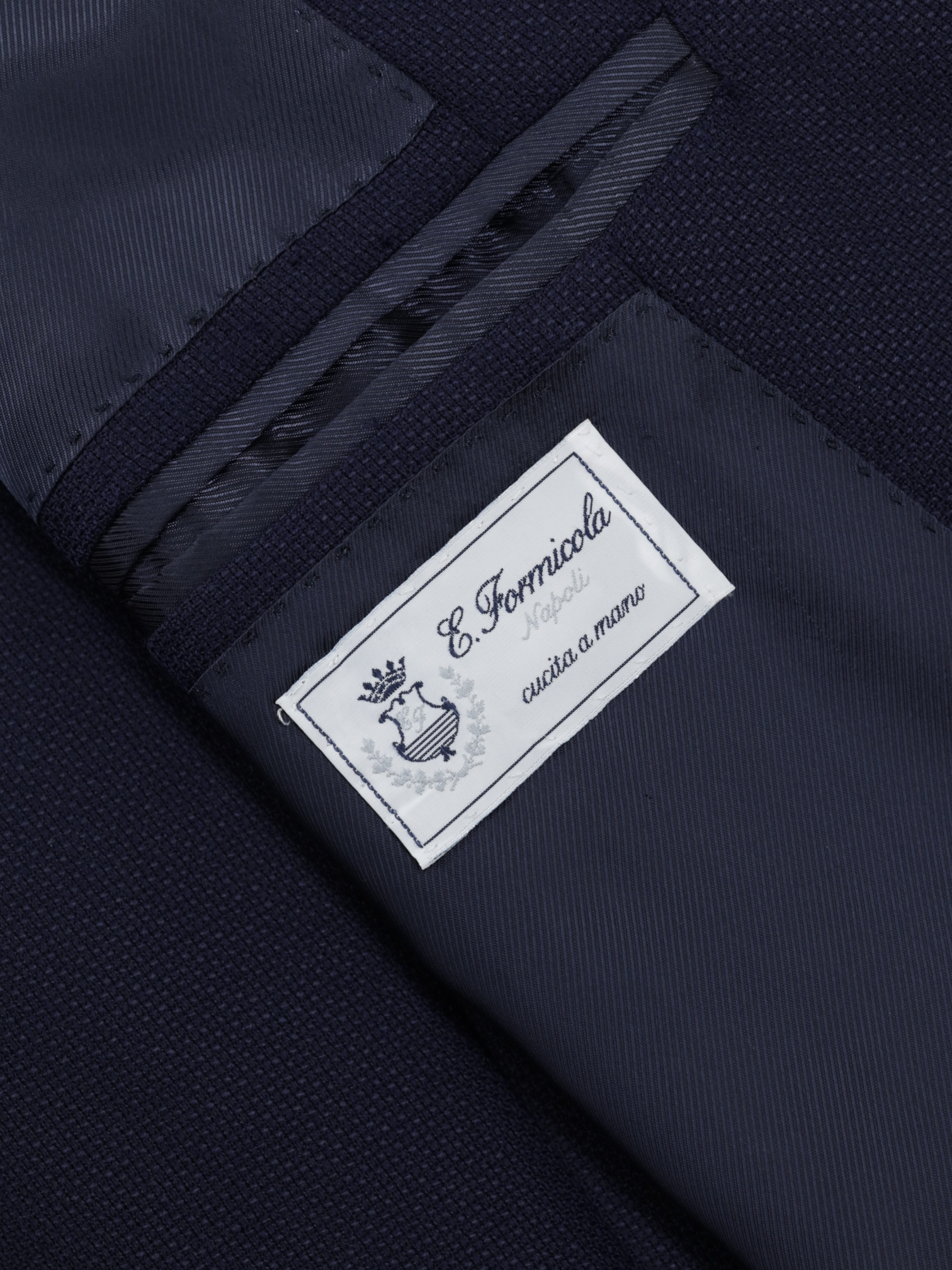 E. Formicola Navy Lightweight-Wool Hopsack Blazer Jacket