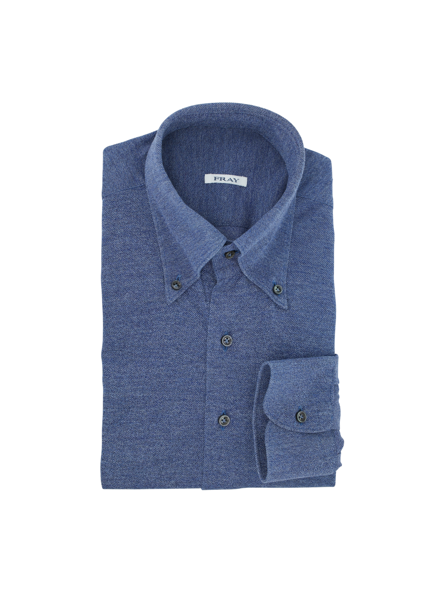 Fray Blue Cotton Piqué Knitted Button-Down Shirt