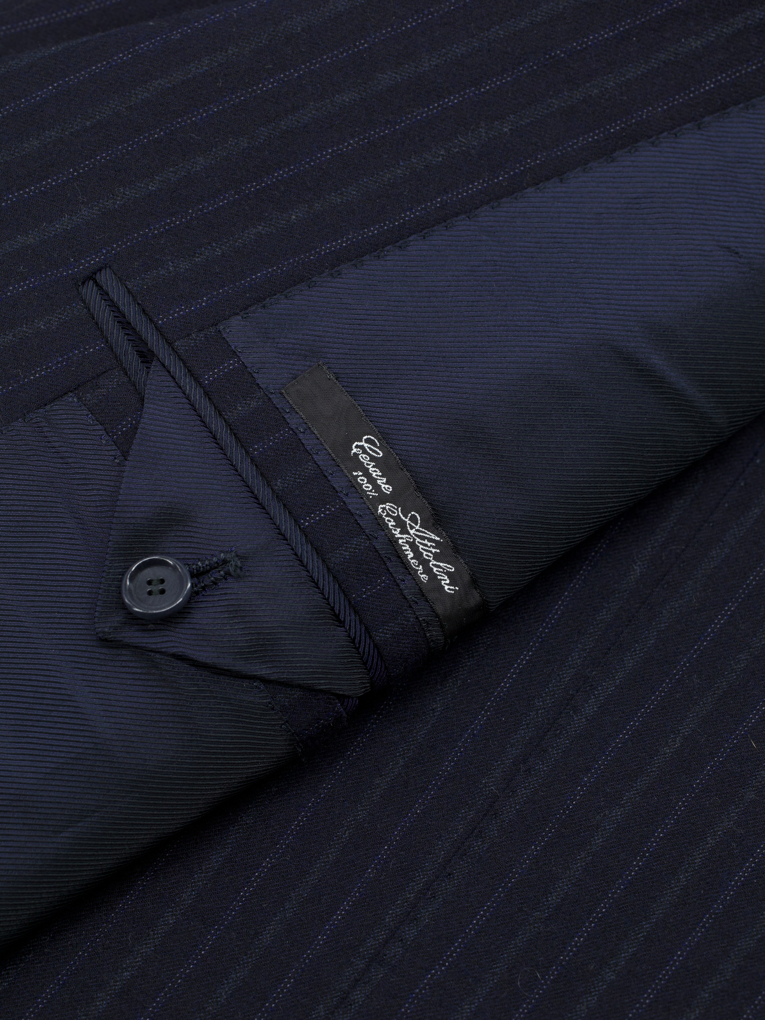 Cesare Attolini Navy Pure-Cashmere Shadow-Stripe Sartorial Winter Suit