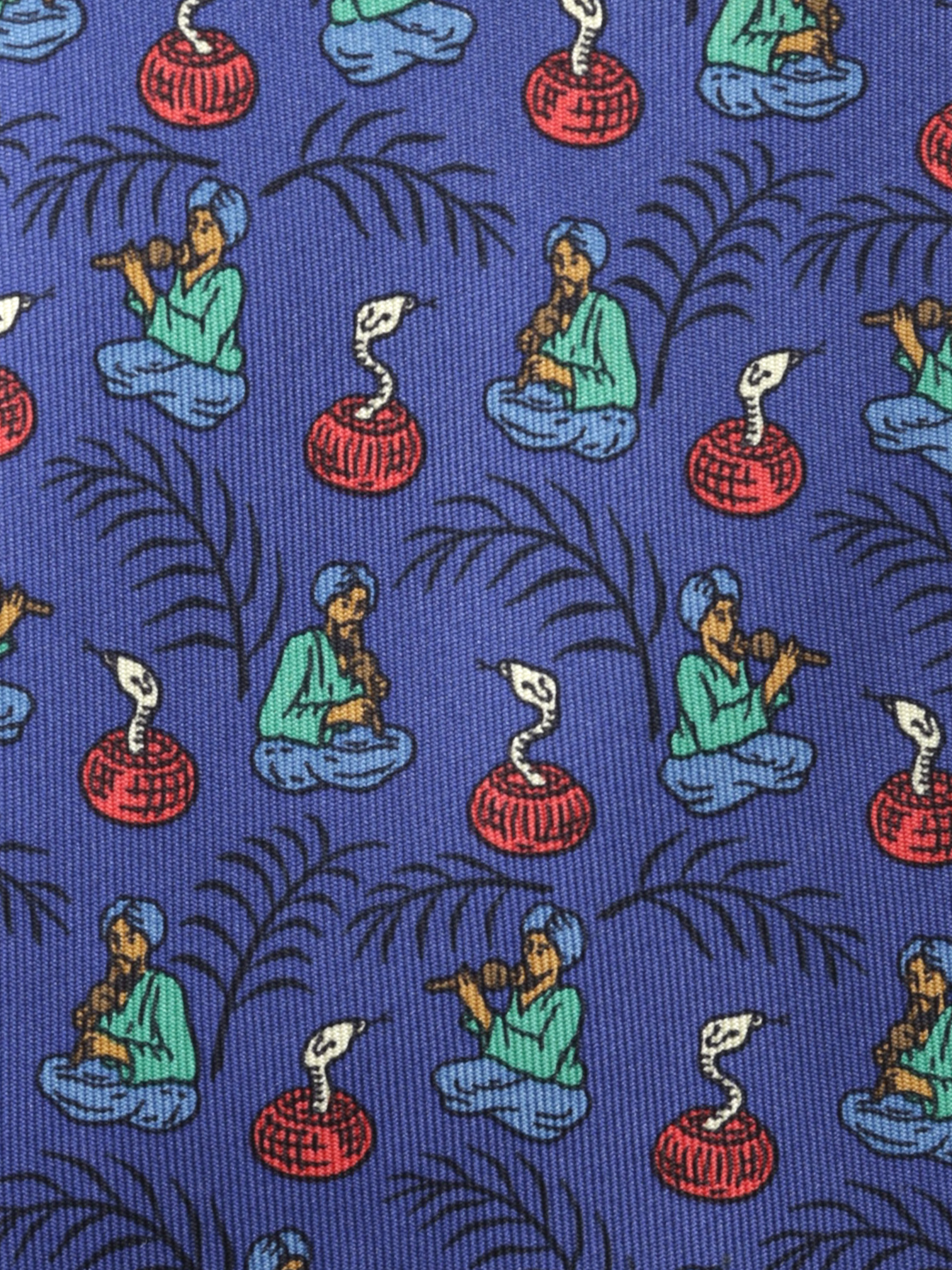 Hermès Blue & Red Silk Cobra-Whisperer Tie